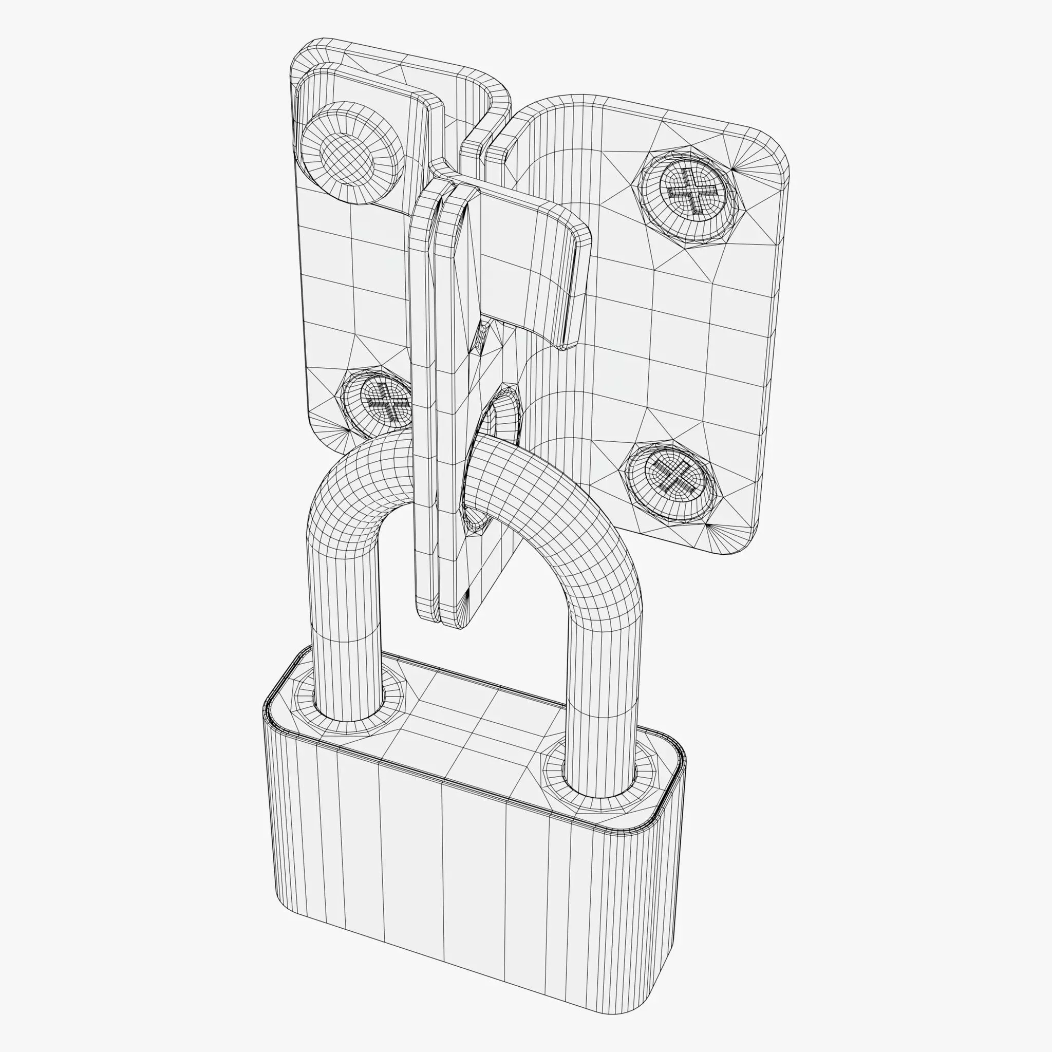 Security Padlock with Hasp Lock M1 3D model_10