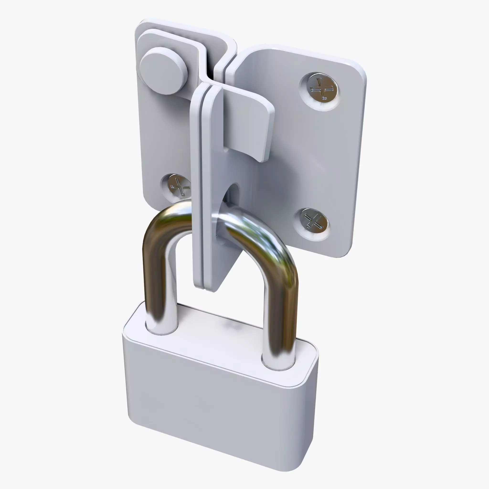 Security Padlock with Hasp Lock M1 3D model_4