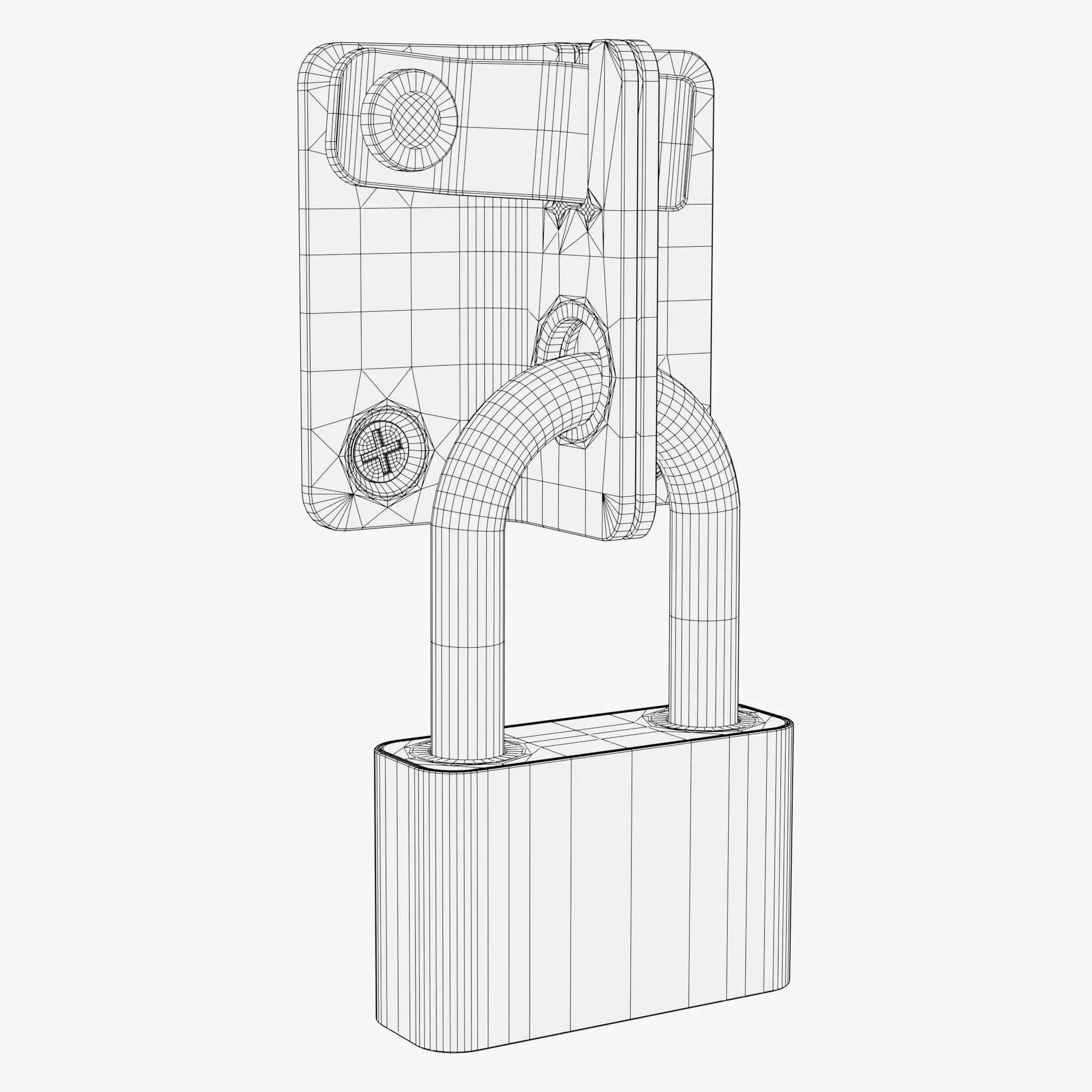 Security Padlock with Hasp Lock M1 3D model_8