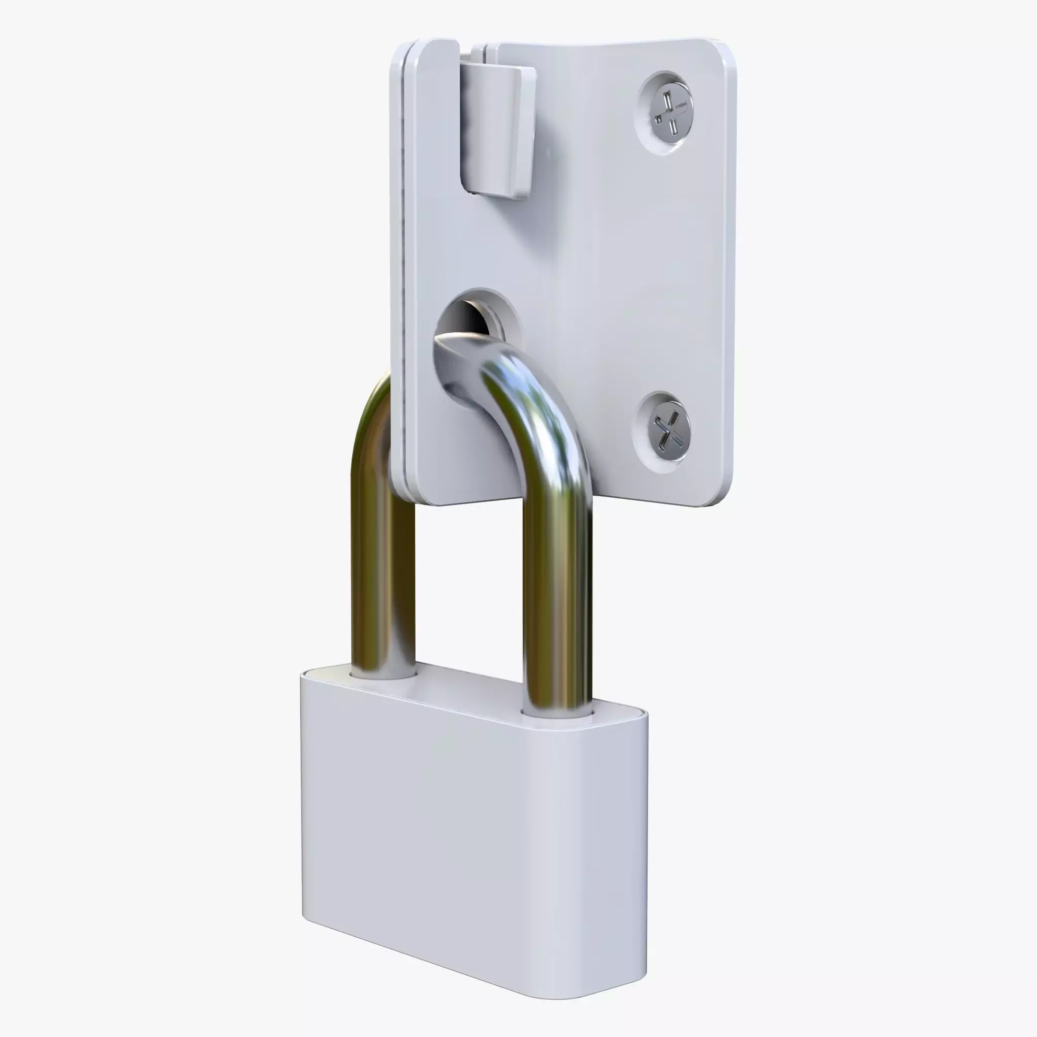 Security Padlock with Hasp Lock M1 3D model_3