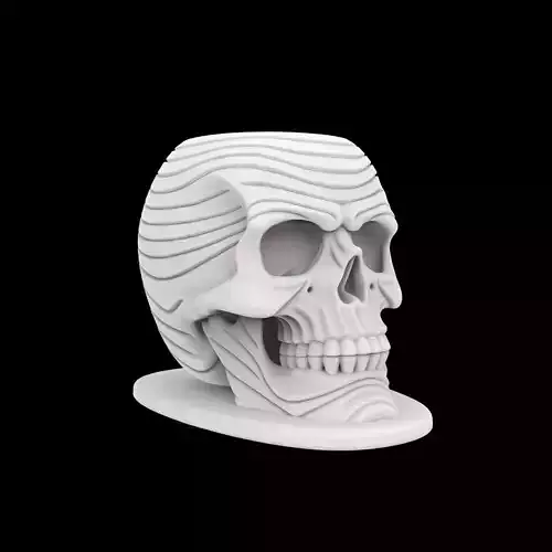 Zen Wave Skull Pen Cup