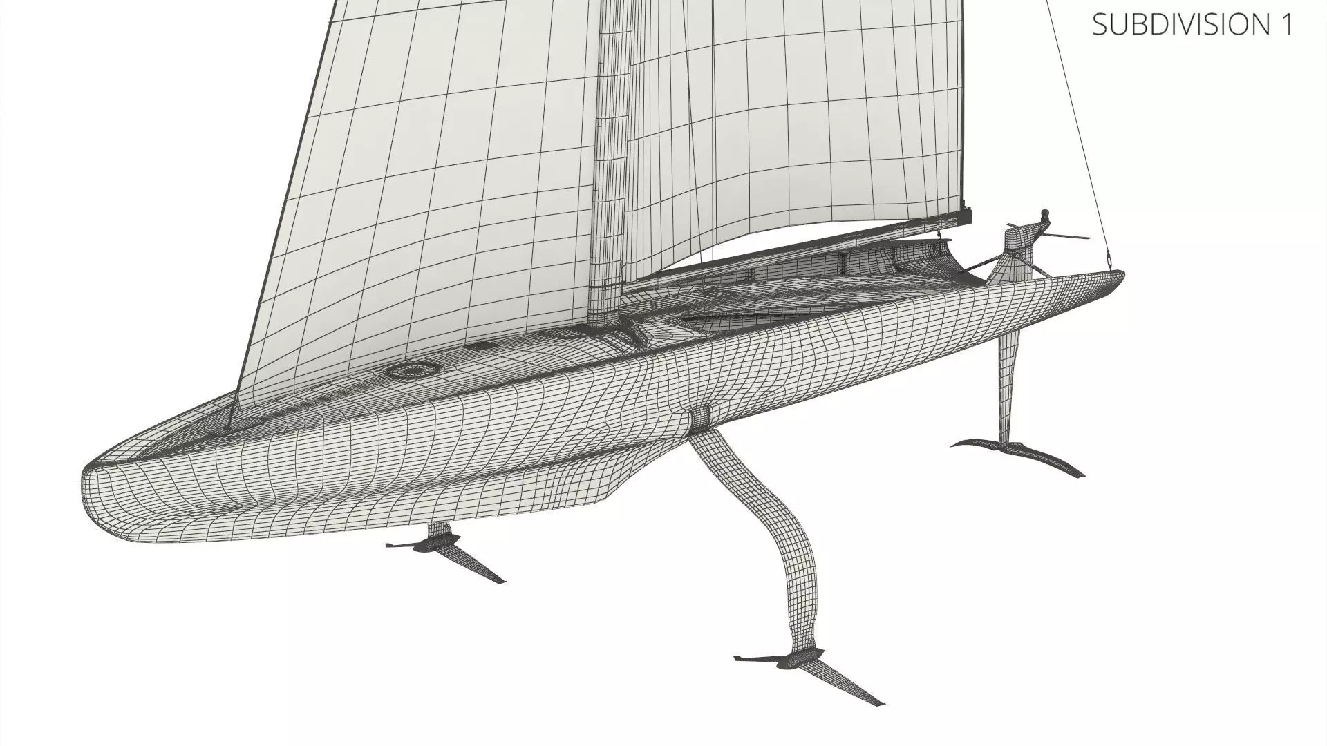 Omega Sponsored Racing Yacht AC75 Red 3D model_9