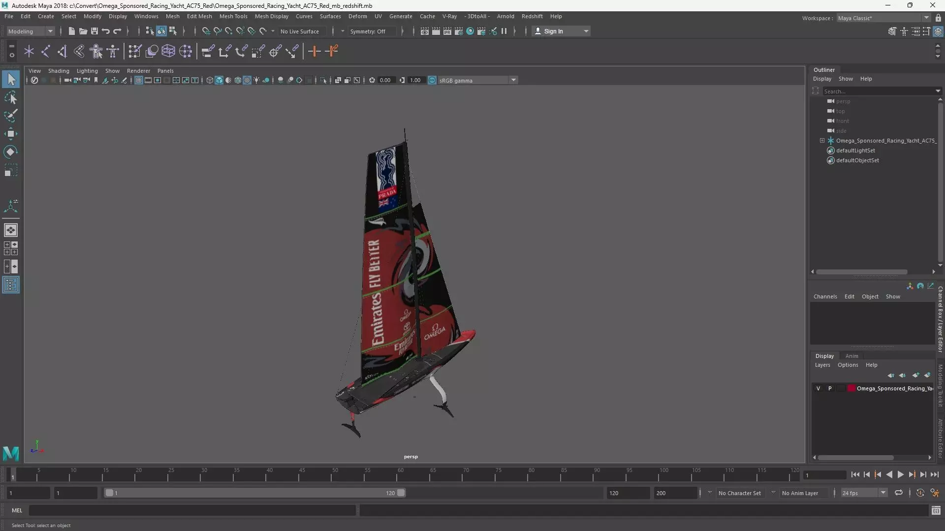 Omega Sponsored Racing Yacht AC75 Red 3D model_15
