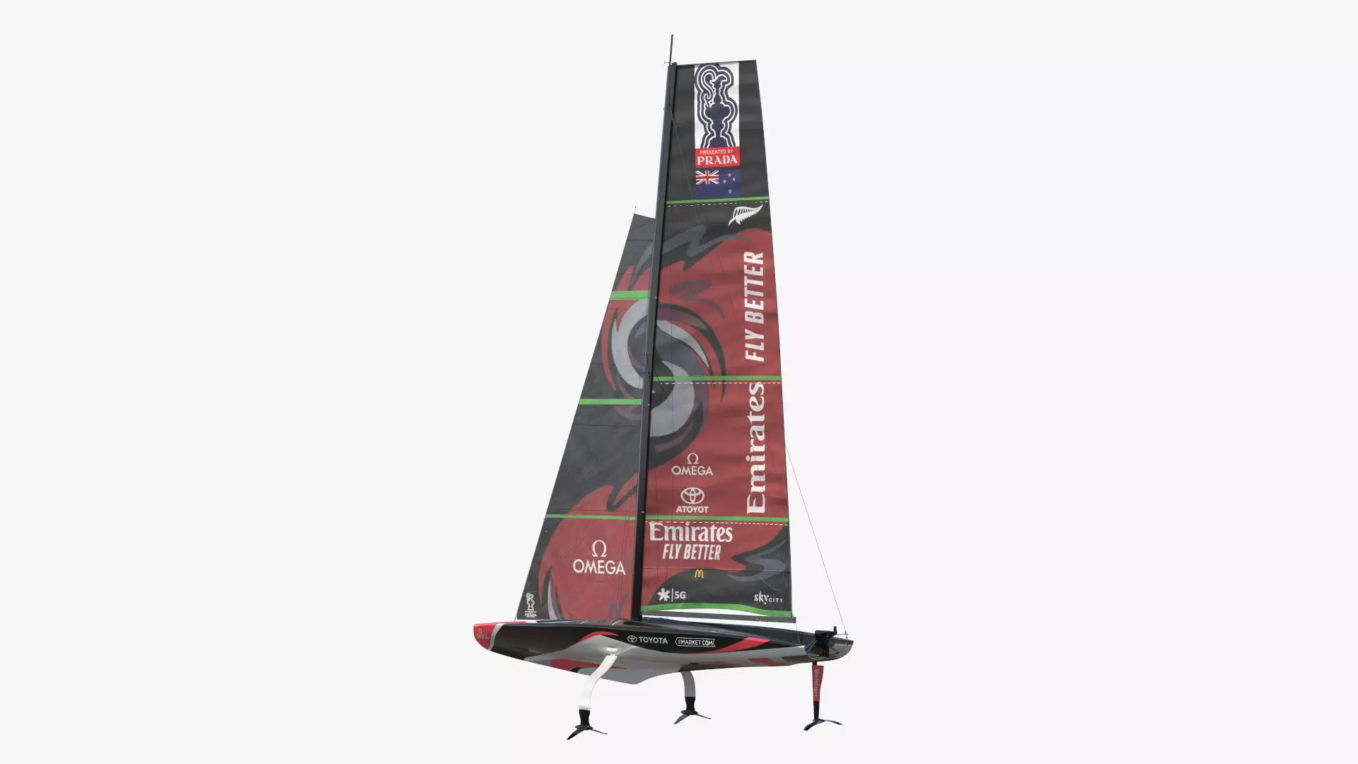 Omega Sponsored Racing Yacht AC75 Red 3D model_1