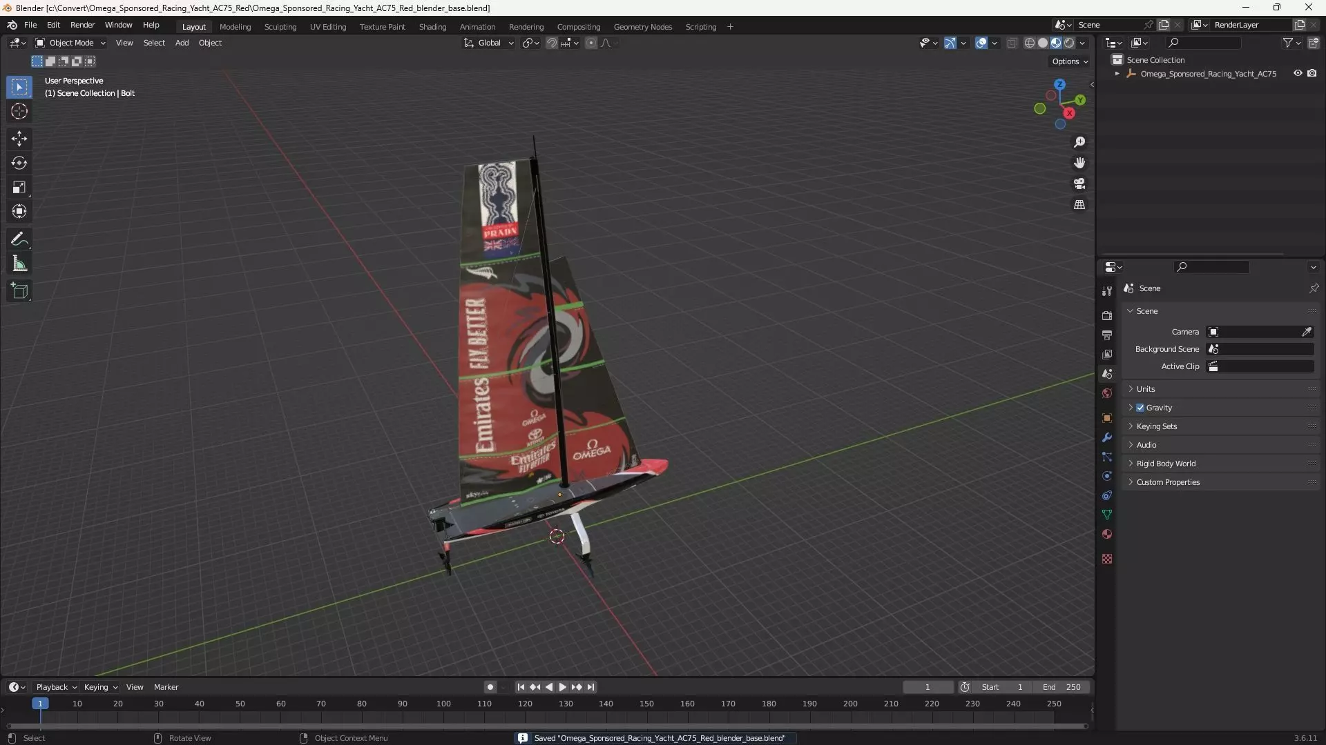 Omega Sponsored Racing Yacht AC75 Red 3D model_14