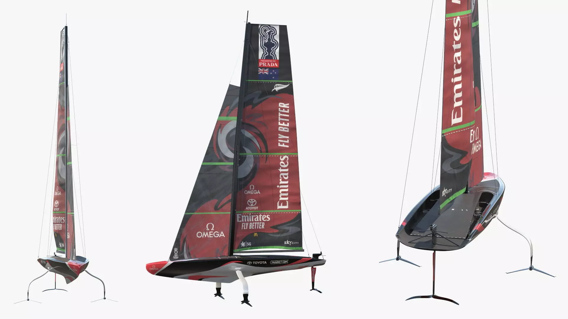 Omega Sponsored Racing Yacht AC75 Red 3D model_2