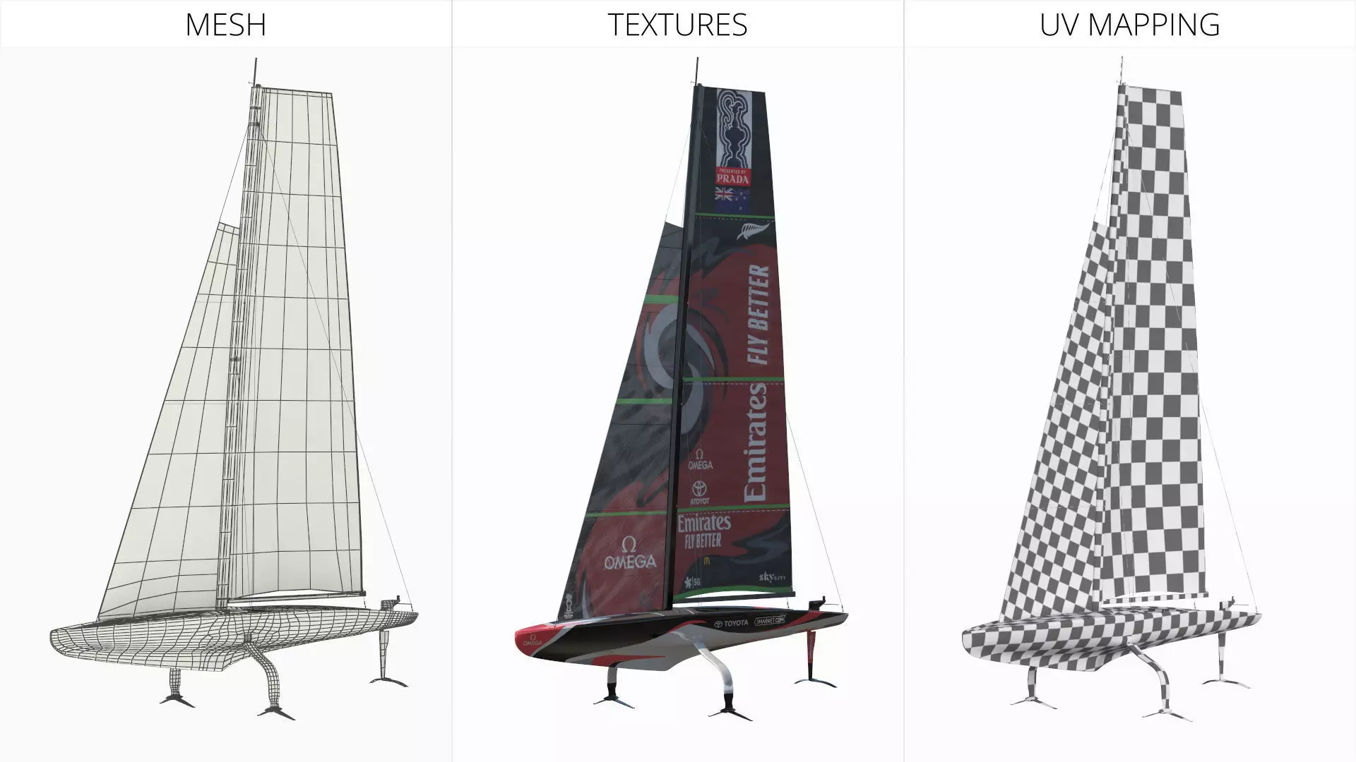 Omega Sponsored Racing Yacht AC75 Red 3D model_7