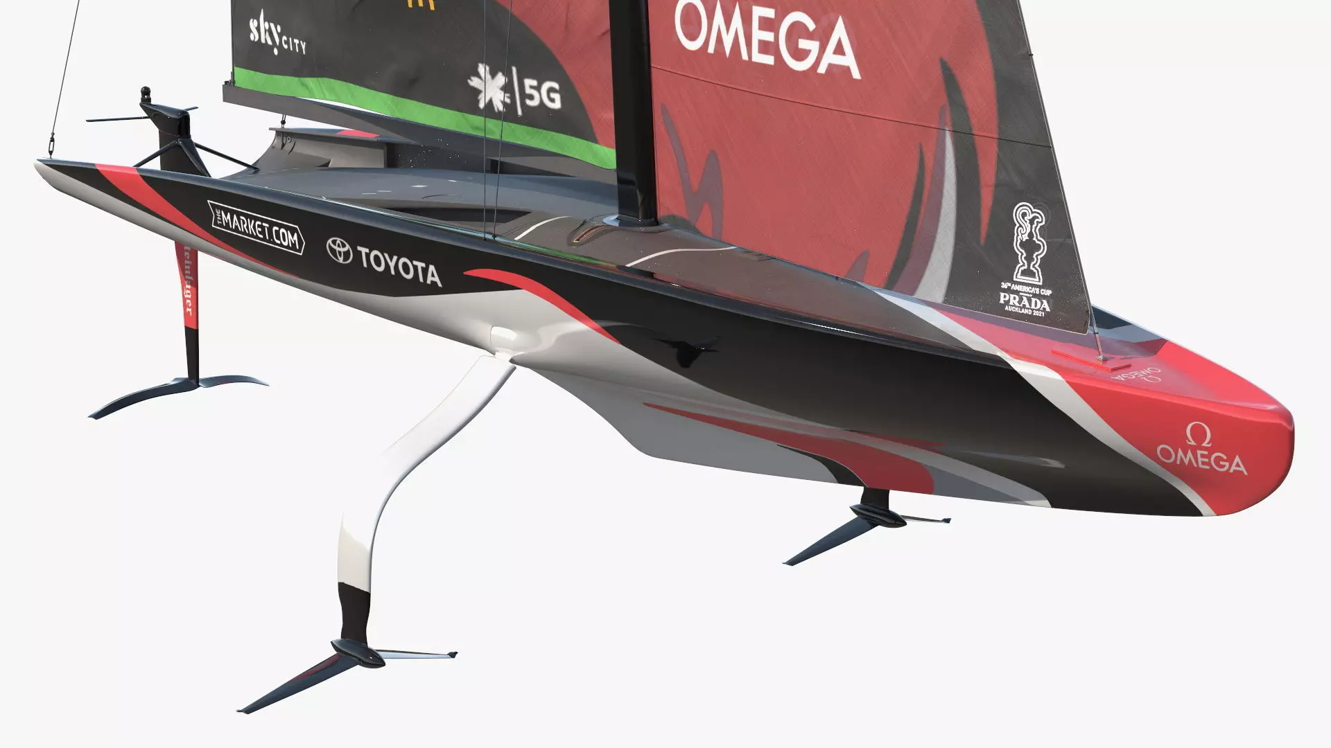 Omega Sponsored Racing Yacht AC75 Red 3D model_3