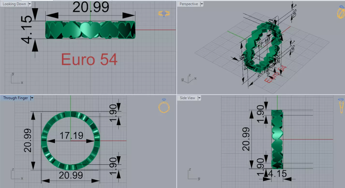 STL 3dm Ring Eternity Ring with Gold Hearts gr0145 3D print model_8