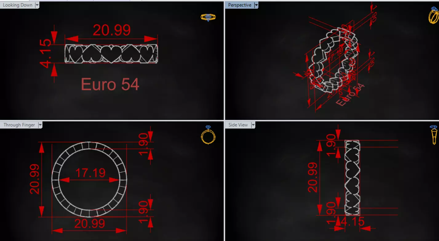 STL 3dm Ring Eternity Ring with Gold Hearts gr0145 3D print model_19