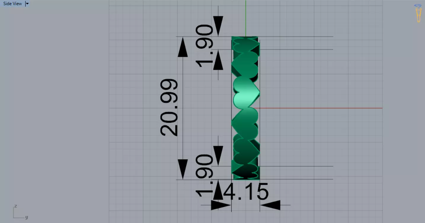 STL 3dm Ring Eternity Ring with Gold Hearts gr0145 3D print model_11
