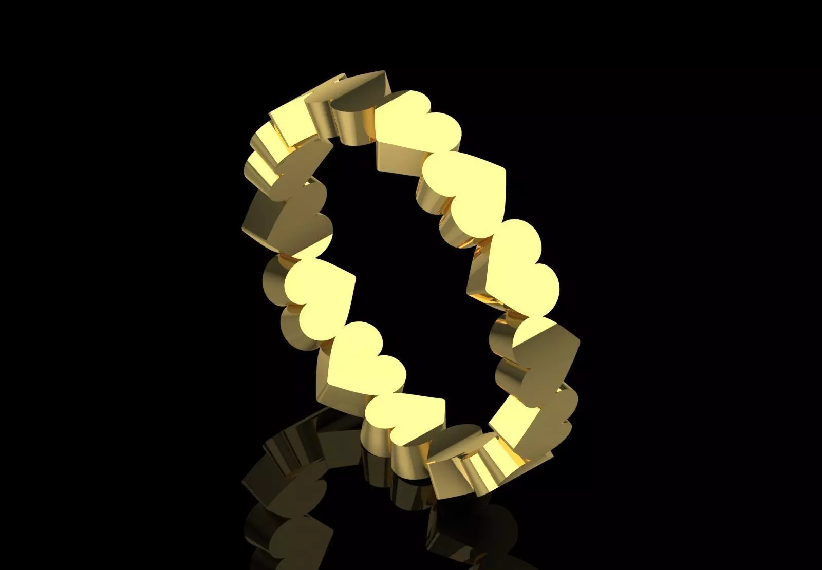 STL 3dm Ring Eternity Ring with Gold Hearts gr0145 3D print model_13