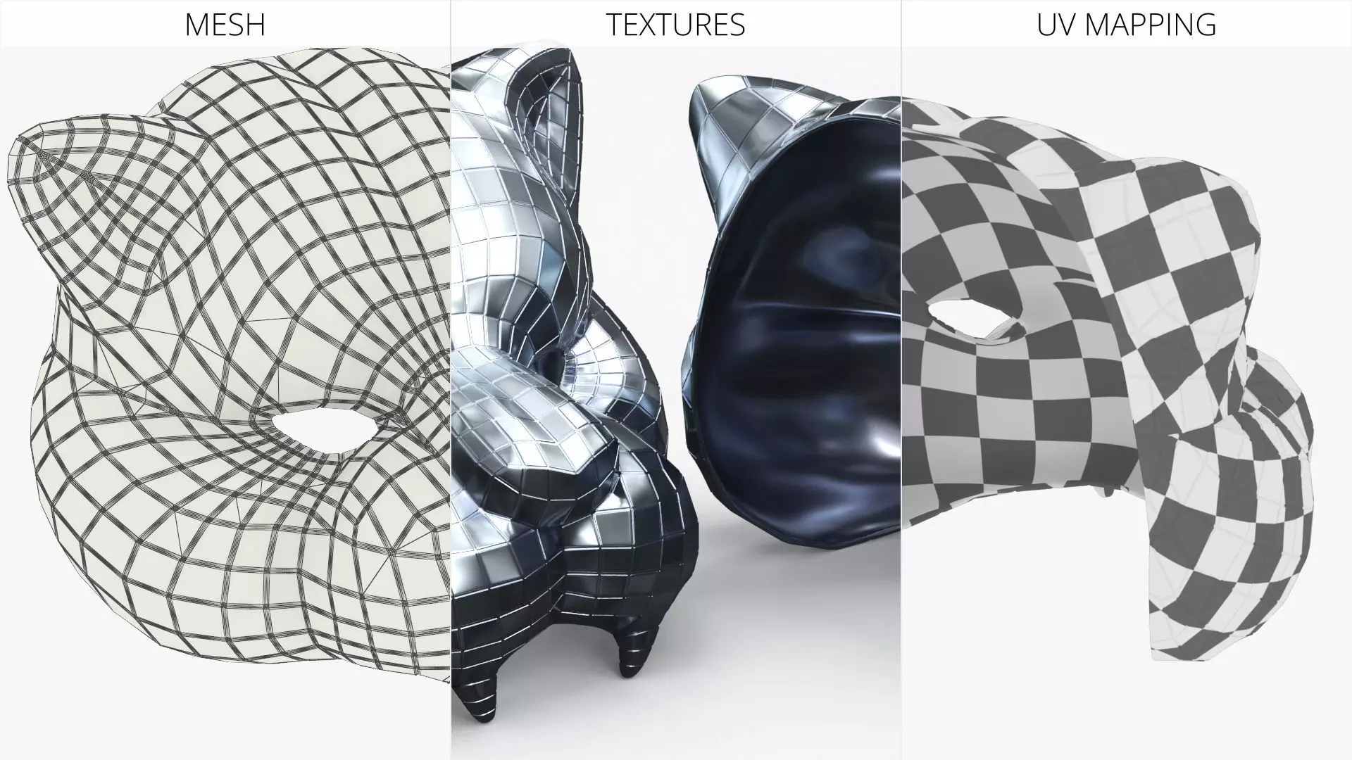 Mirror Panther Costume Mask Silver 3D model_4