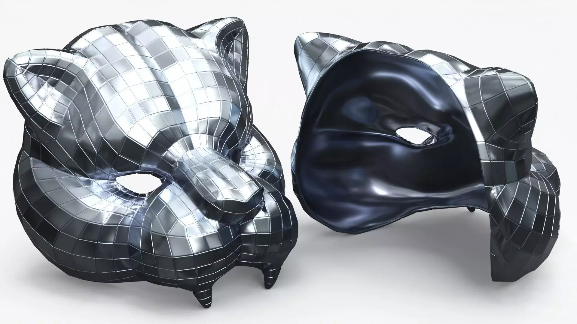 Mirror Panther Costume Mask Silver 3D model_2