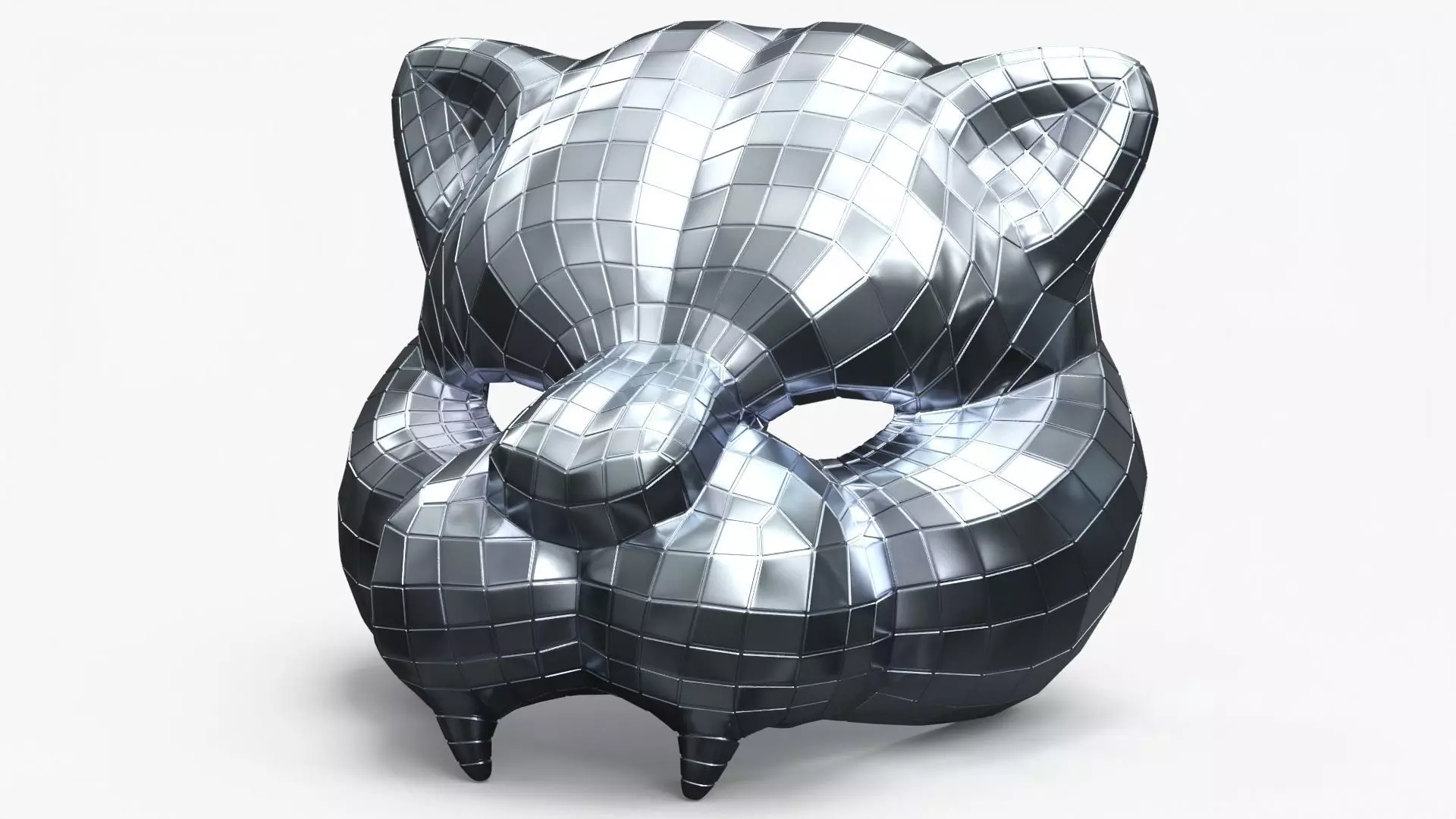 Mirror Panther Costume Mask Silver 3D model_1