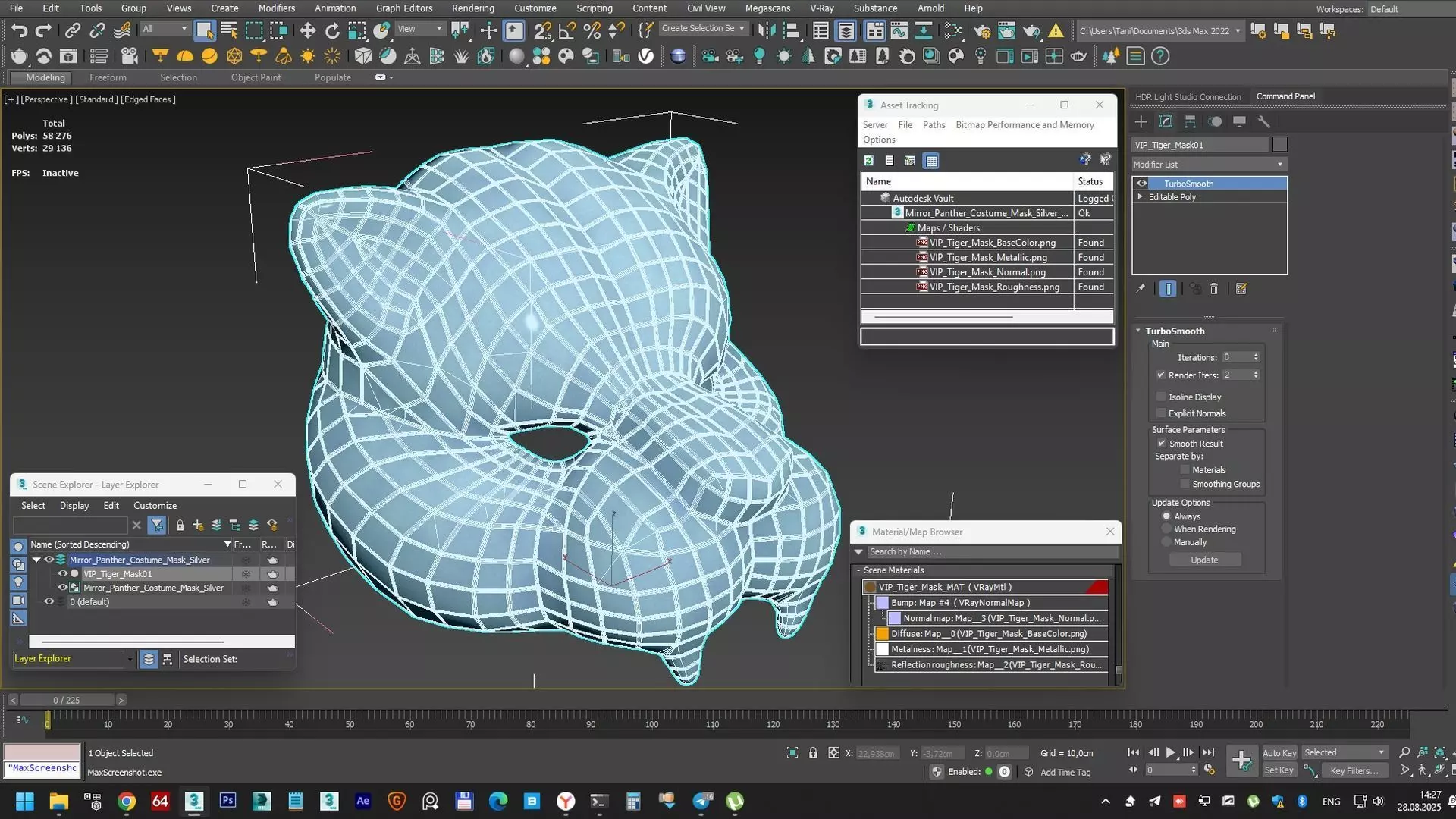 Mirror Panther Costume Mask Silver 3D model_10
