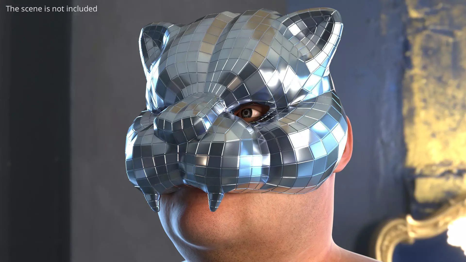 Mirror Panther Costume Mask Silver 3D model_0