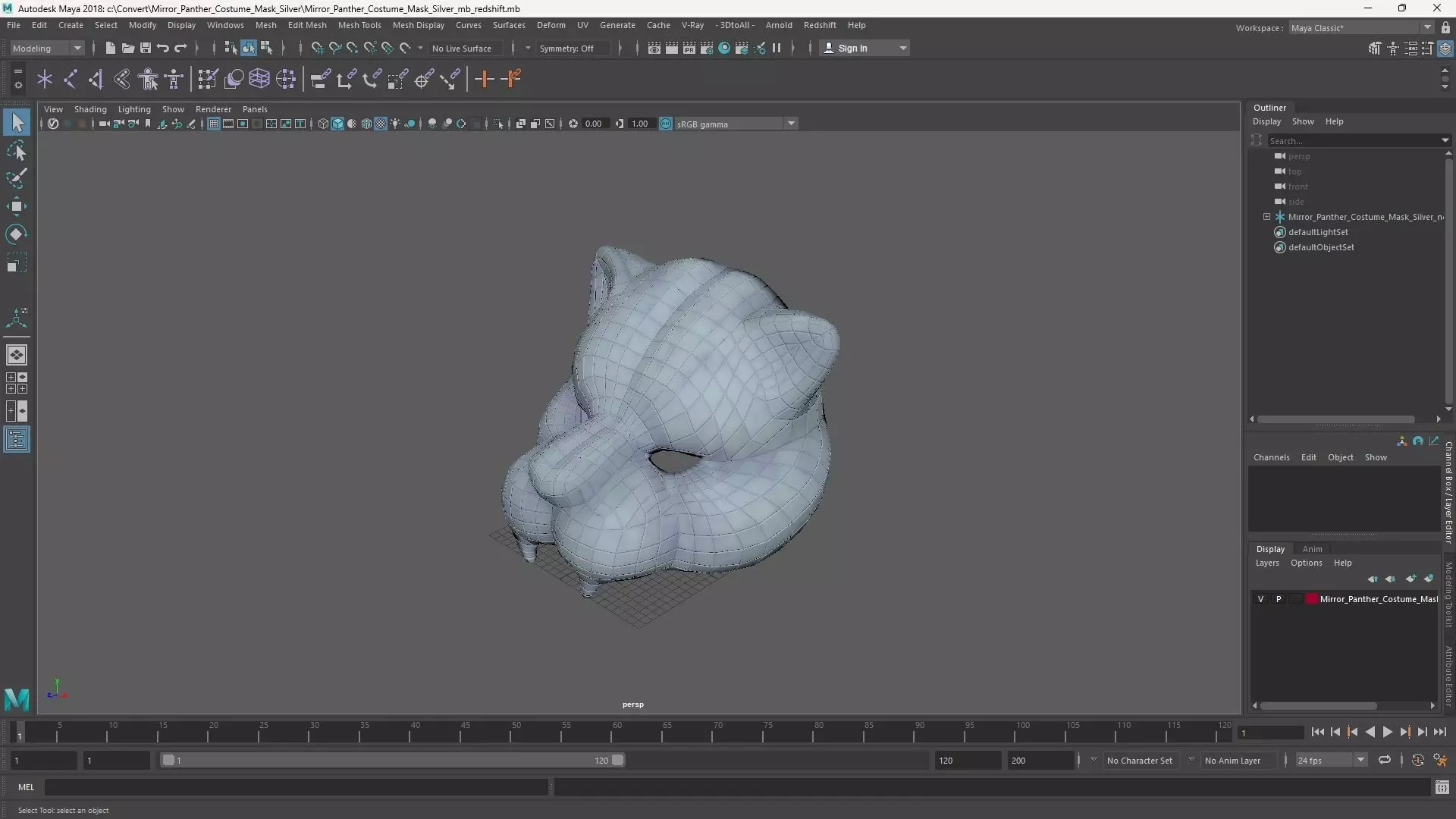 Mirror Panther Costume Mask Silver 3D model_12