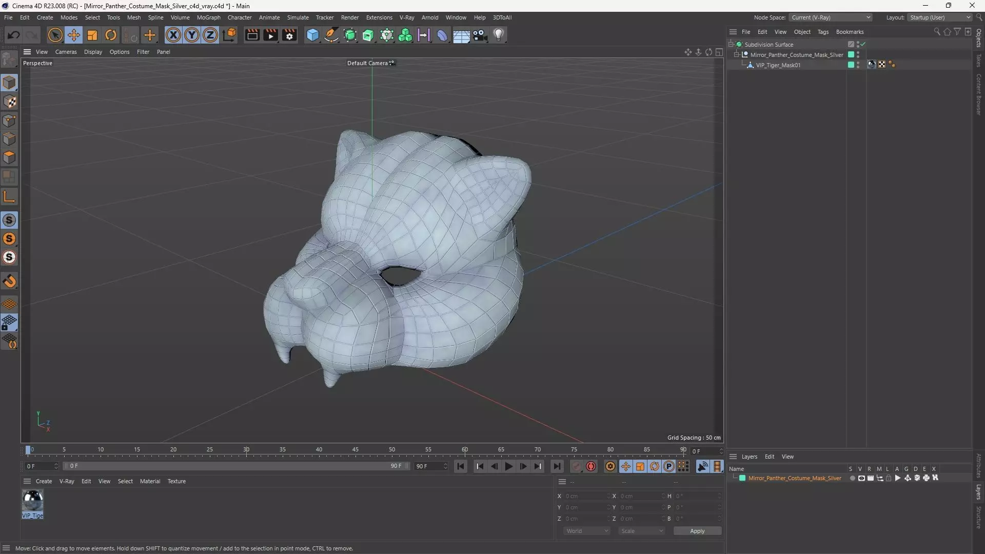 Mirror Panther Costume Mask Silver 3D model_13