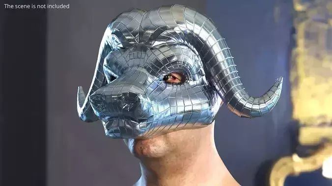 Bull Horn Mask Silver 3D model