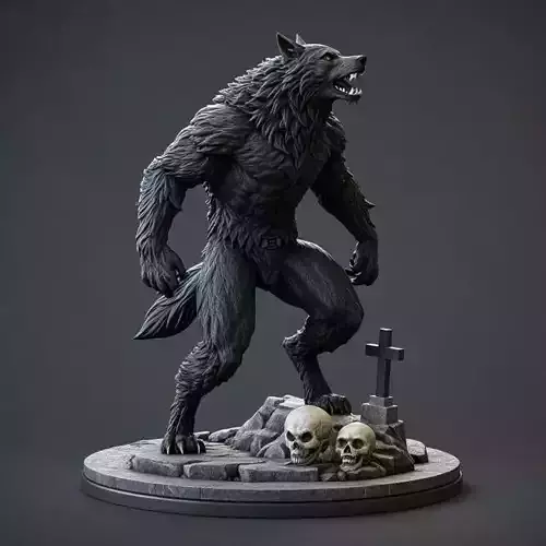 2284  COLORFUL Werewolf Howling  3D Model  magic