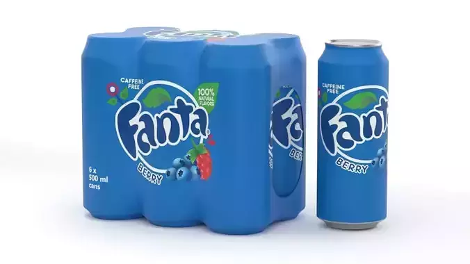 6 Pack 500ml Fanta Berry Beverage Cans Packaging