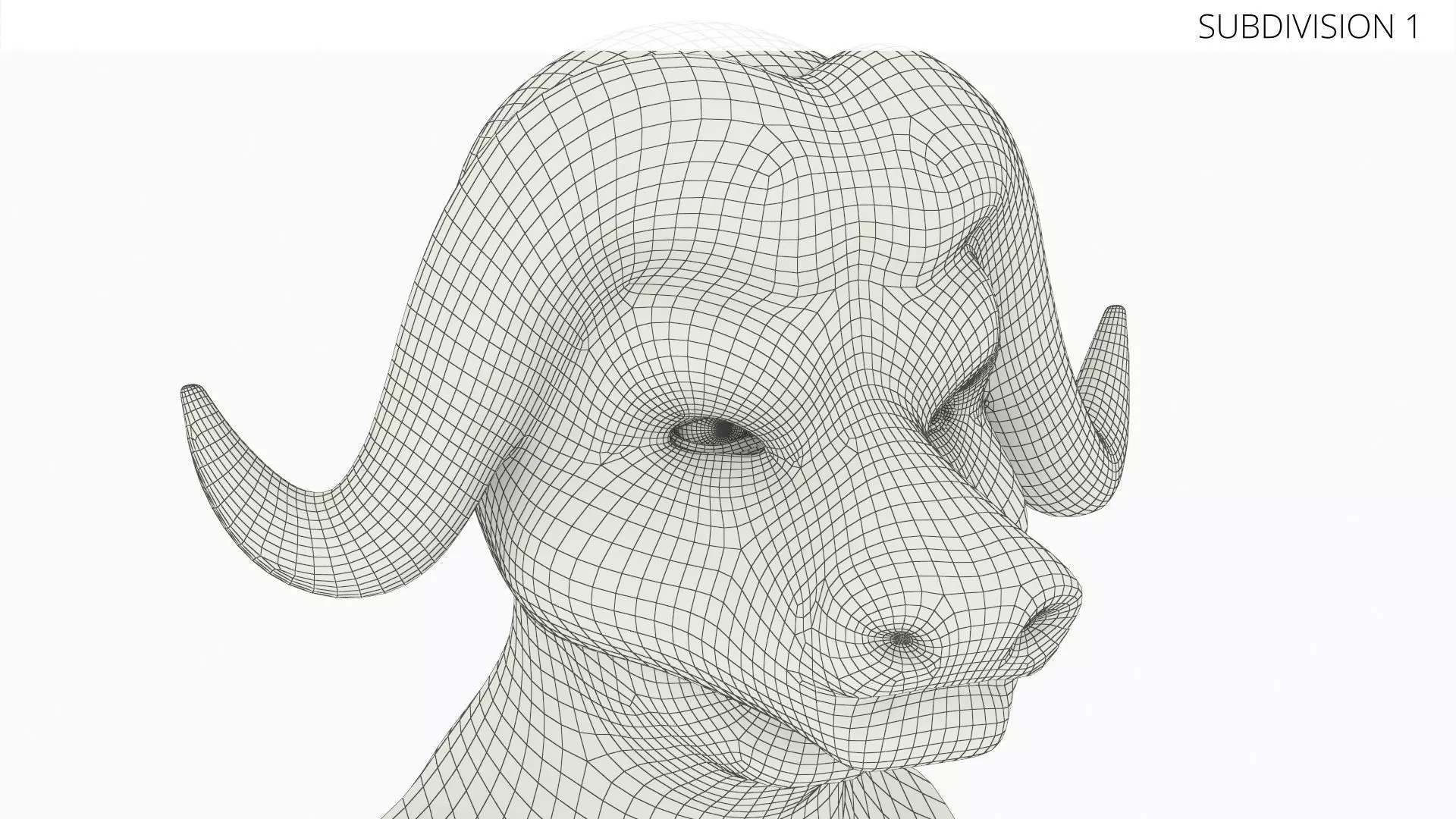 Geometric Bull Head Mask Gold on Head 3D model_7