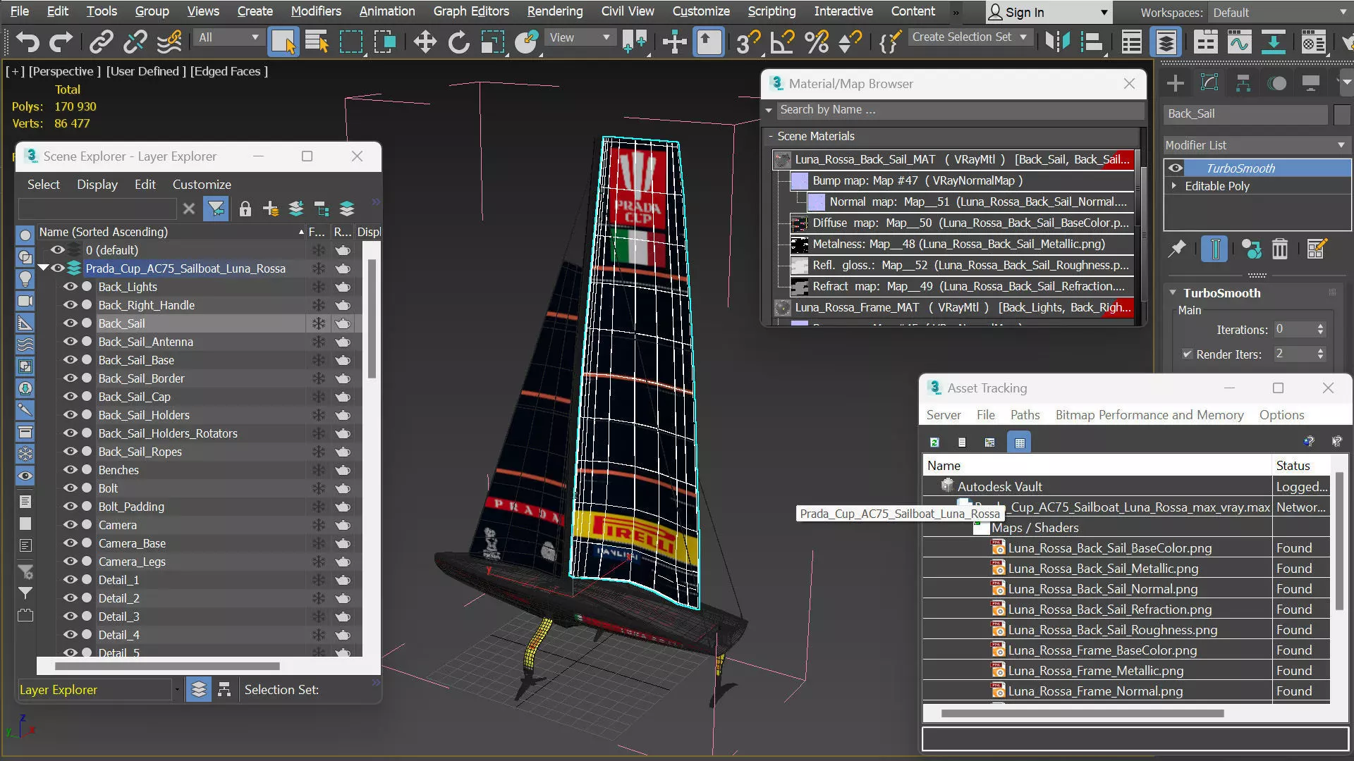 Prada Cup AC75 Sailboat Luna Rossa 3D model_15