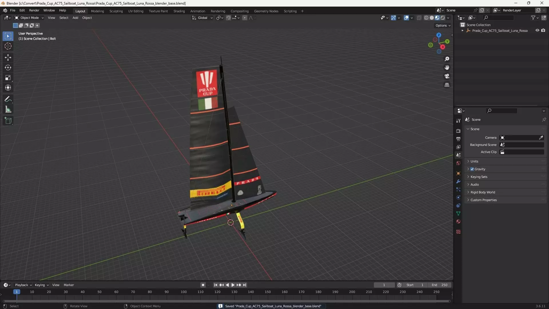 Prada Cup AC75 Sailboat Luna Rossa 3D model_16