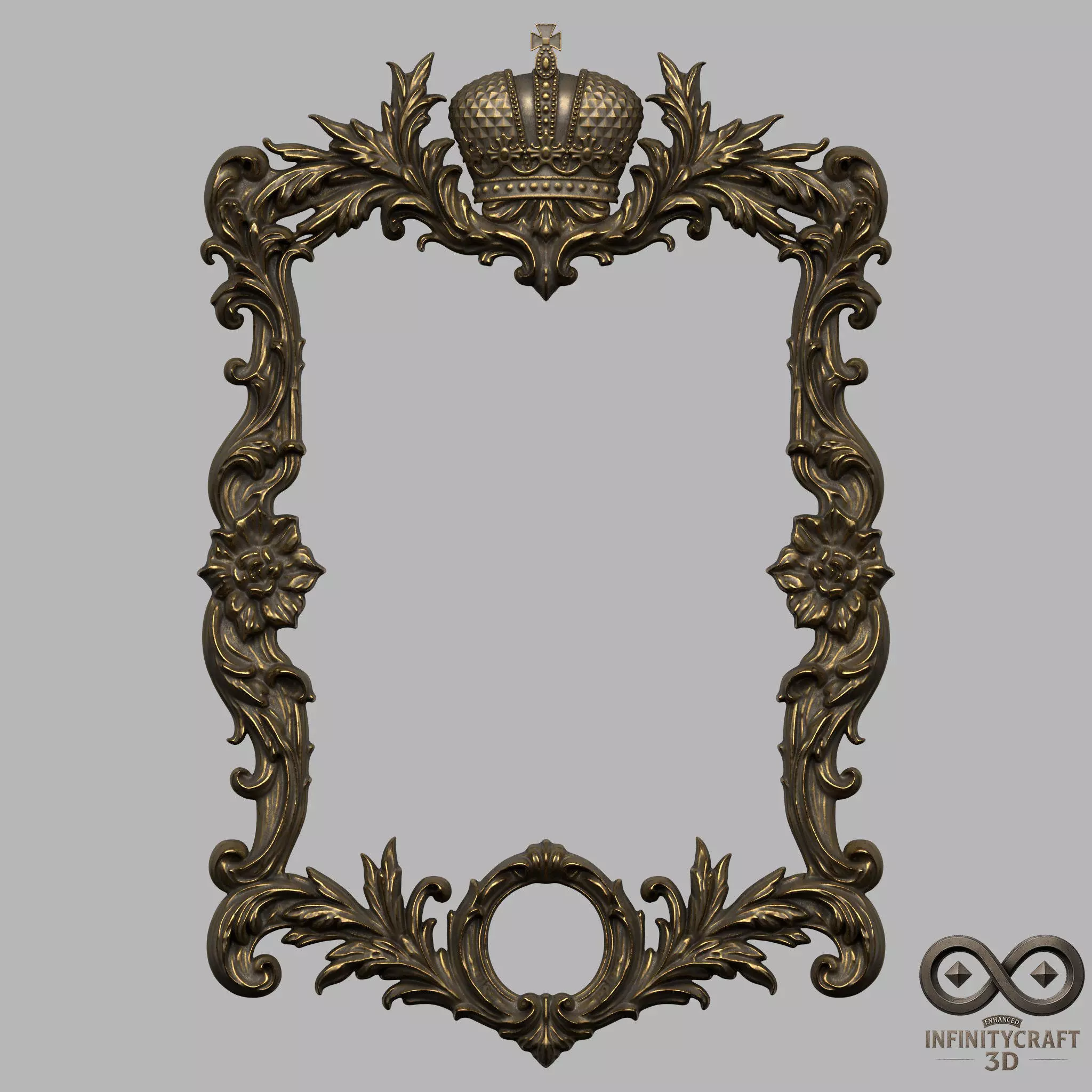 Free Royal Crown Frame  Ornate 3D STL for CNC or Print Free 3D print model_0