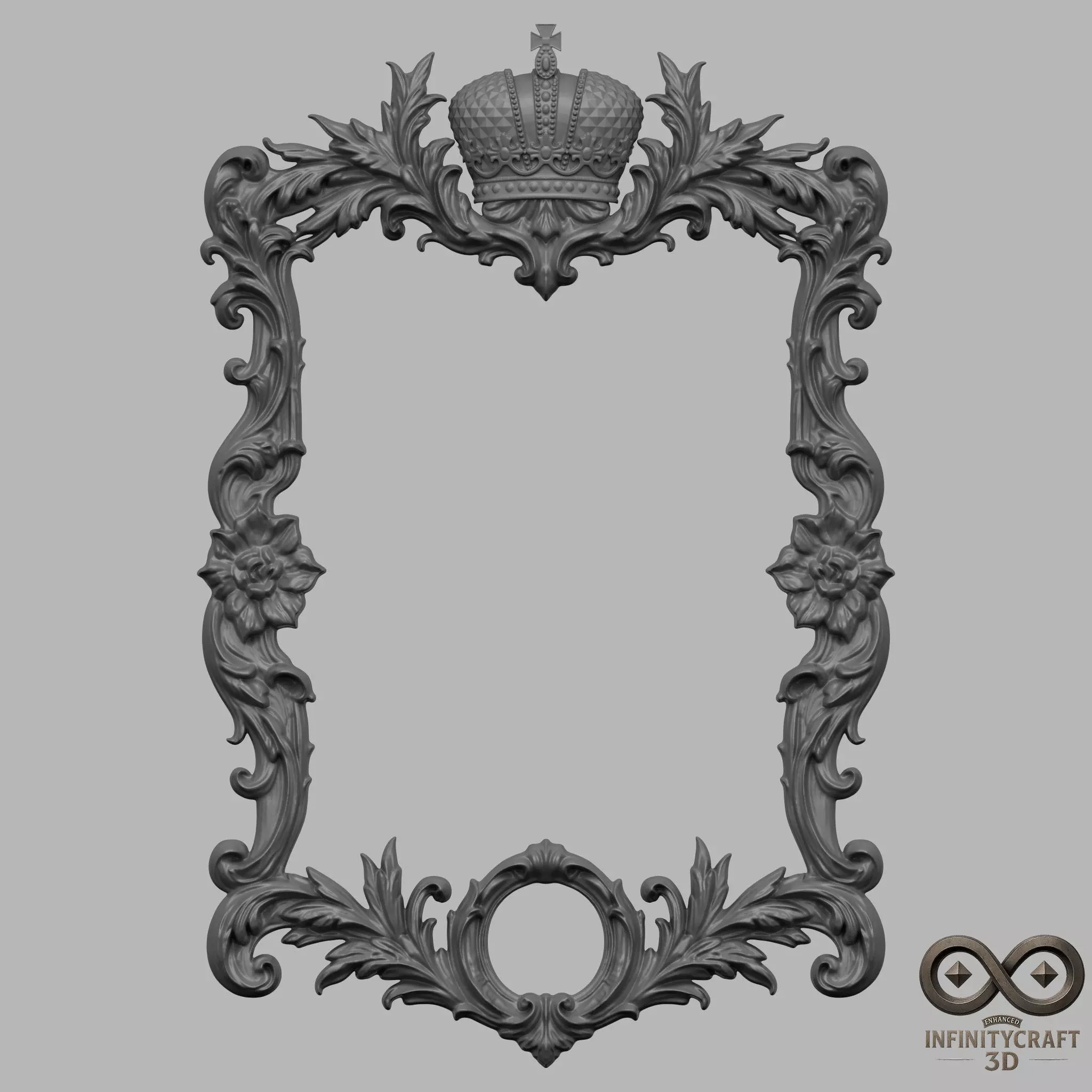 Free Royal Crown Frame  Ornate 3D STL for CNC or Print Free 3D print model_1