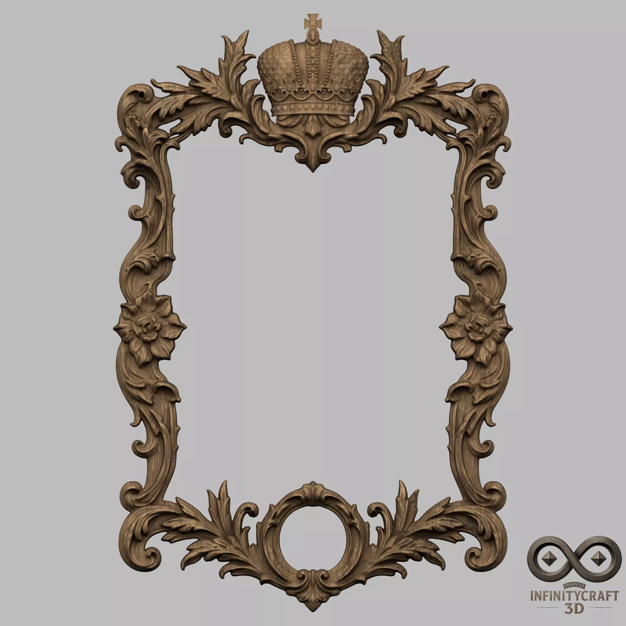 Free Royal Crown Frame  Ornate 3D STL for CNC or Print Free 3D print model_4