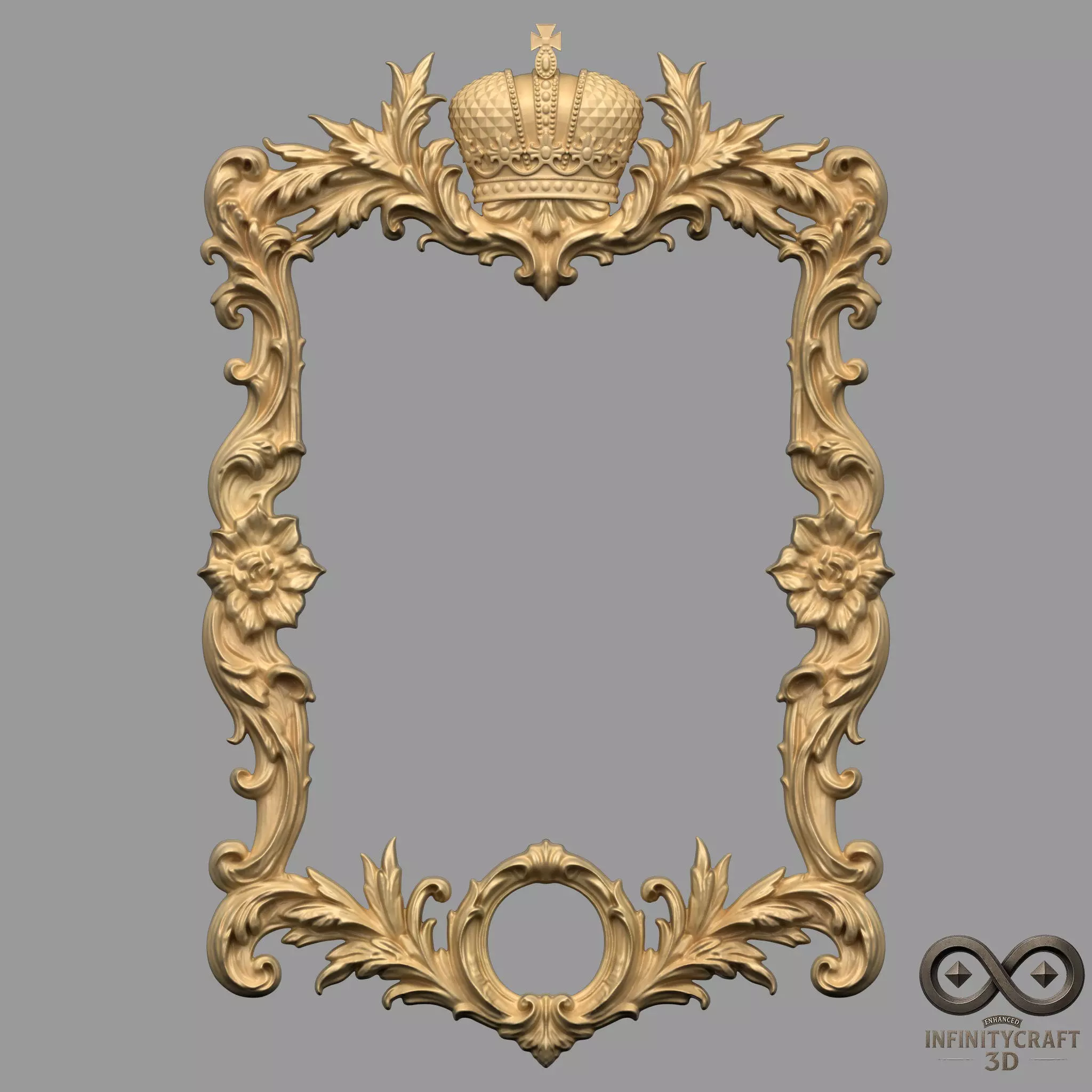 Free Royal Crown Frame  Ornate 3D STL for CNC or Print Free 3D print model_3