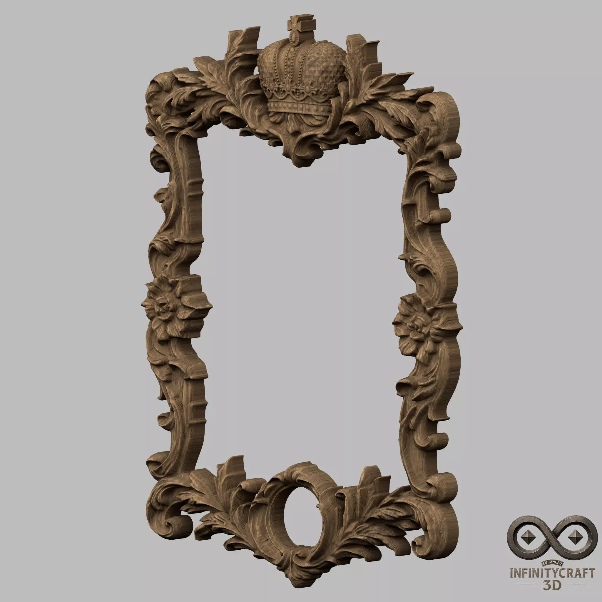 Free Royal Crown Frame  Ornate 3D STL for CNC or Print Free 3D print model_5