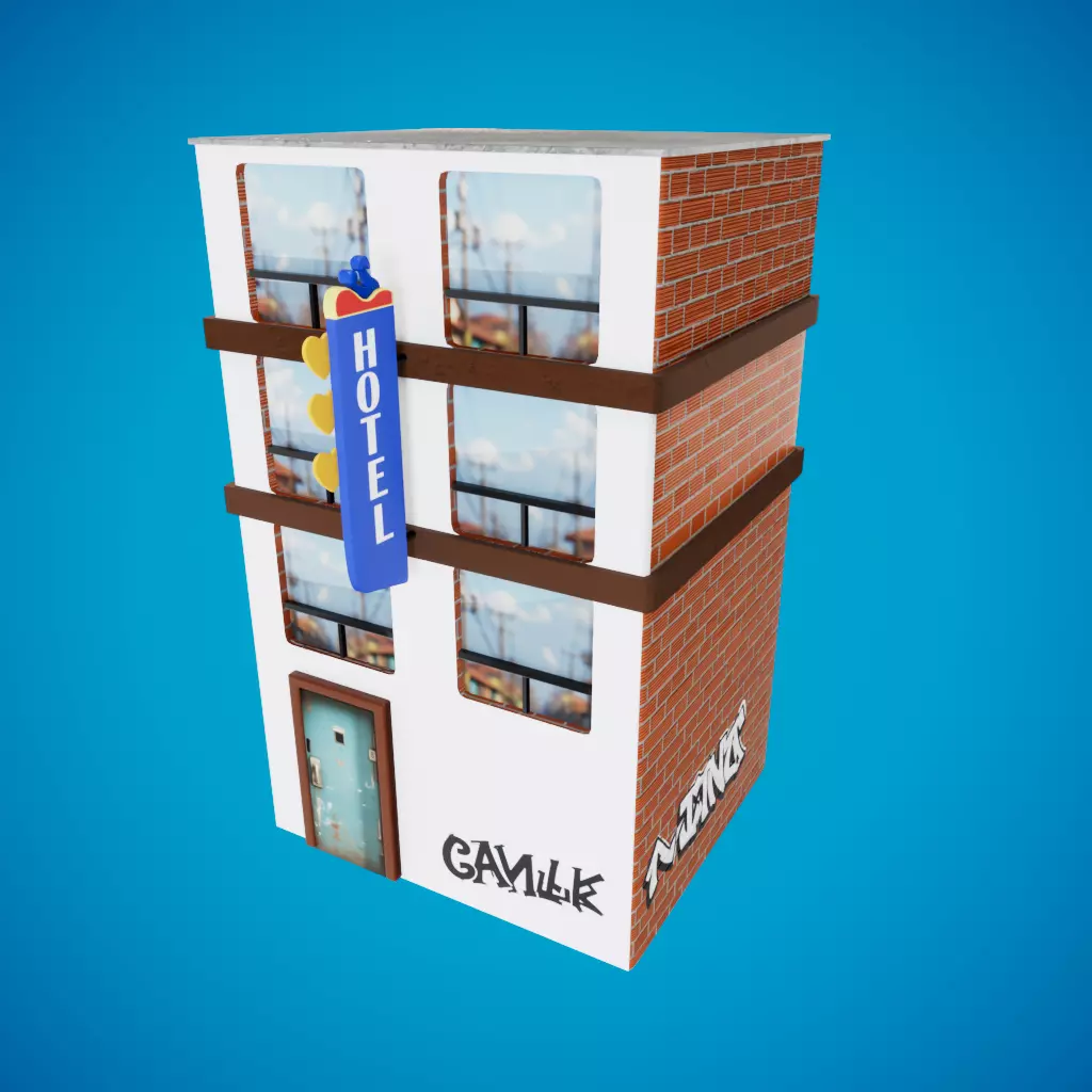 Hotel Cartoon Simple  3D model_0