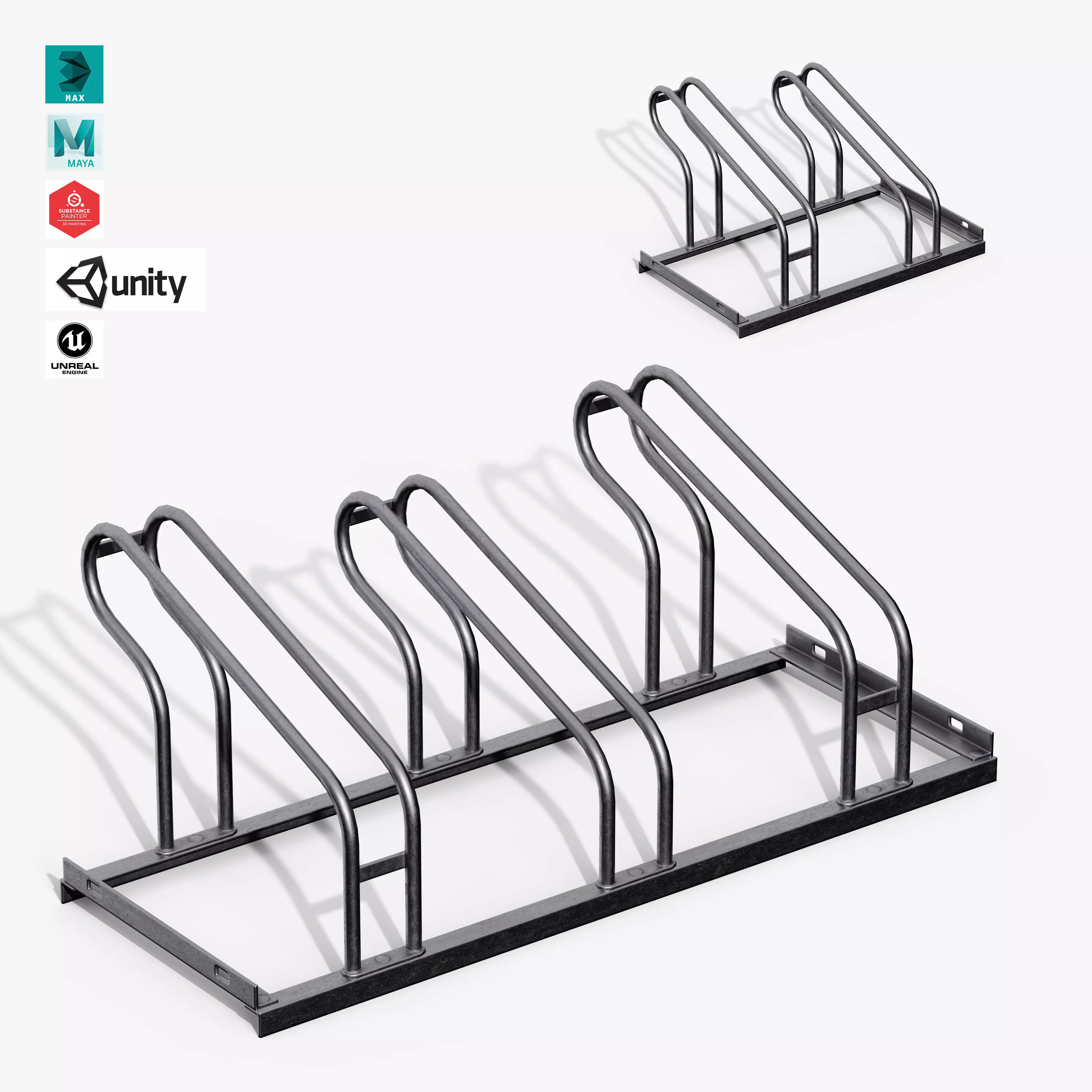 Bicycle Stand Type A Low-poly 3D model_0