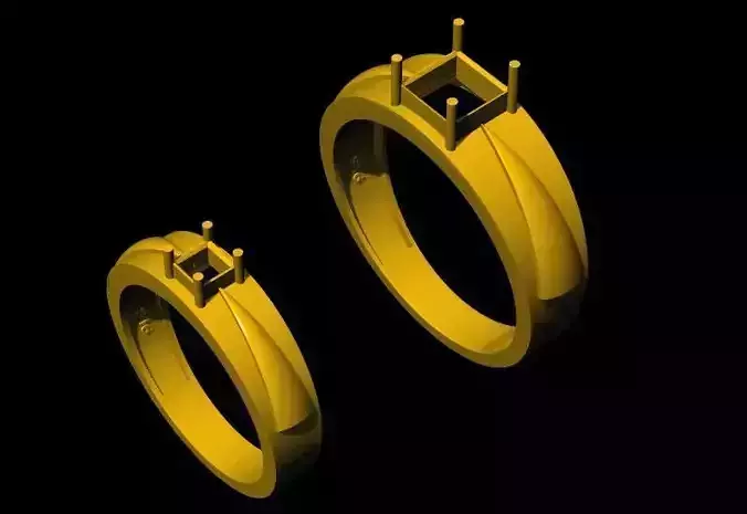 square cut stone ring 3dm file