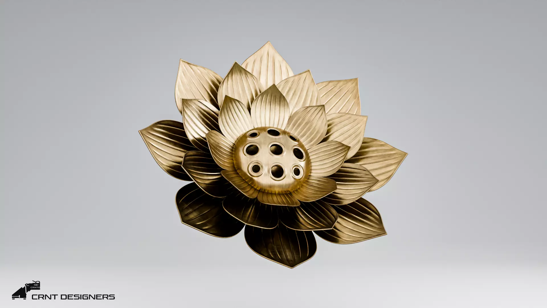 Lotus Incense Burner 3D model_12