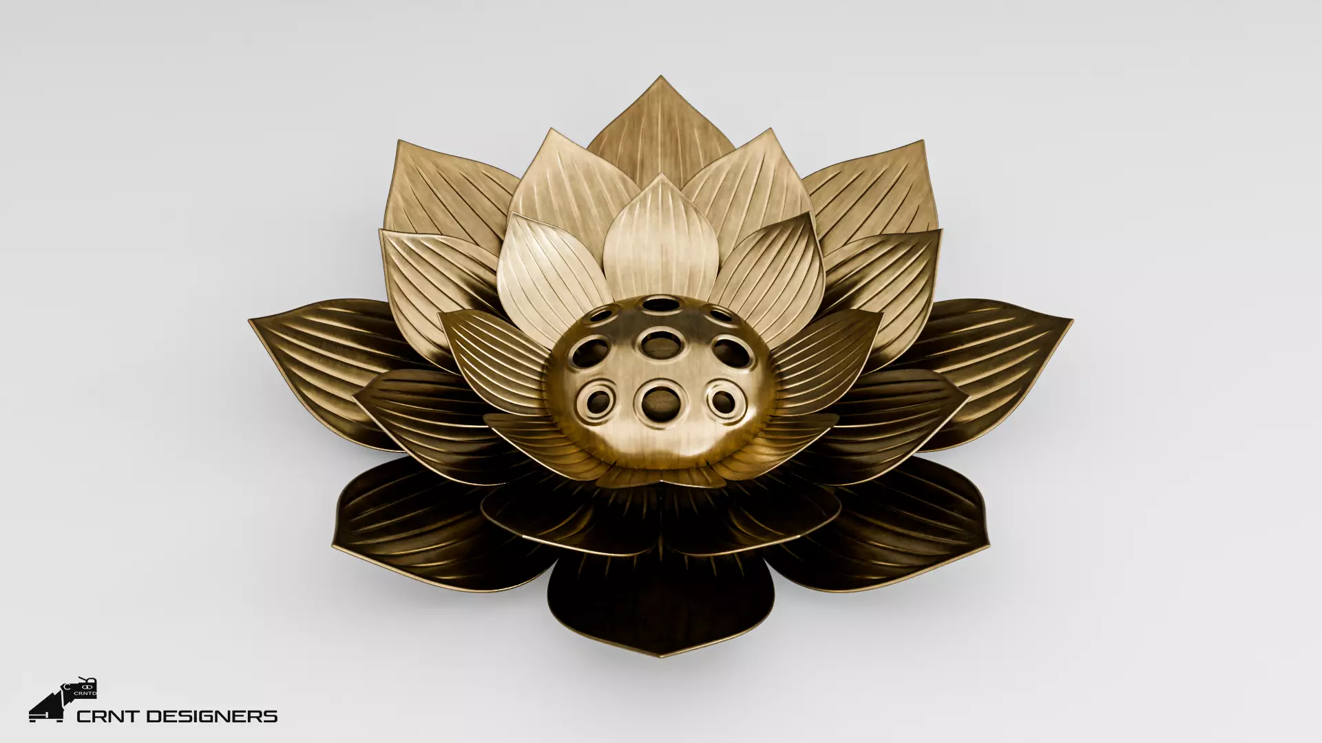 Lotus Incense Burner 3D model_3