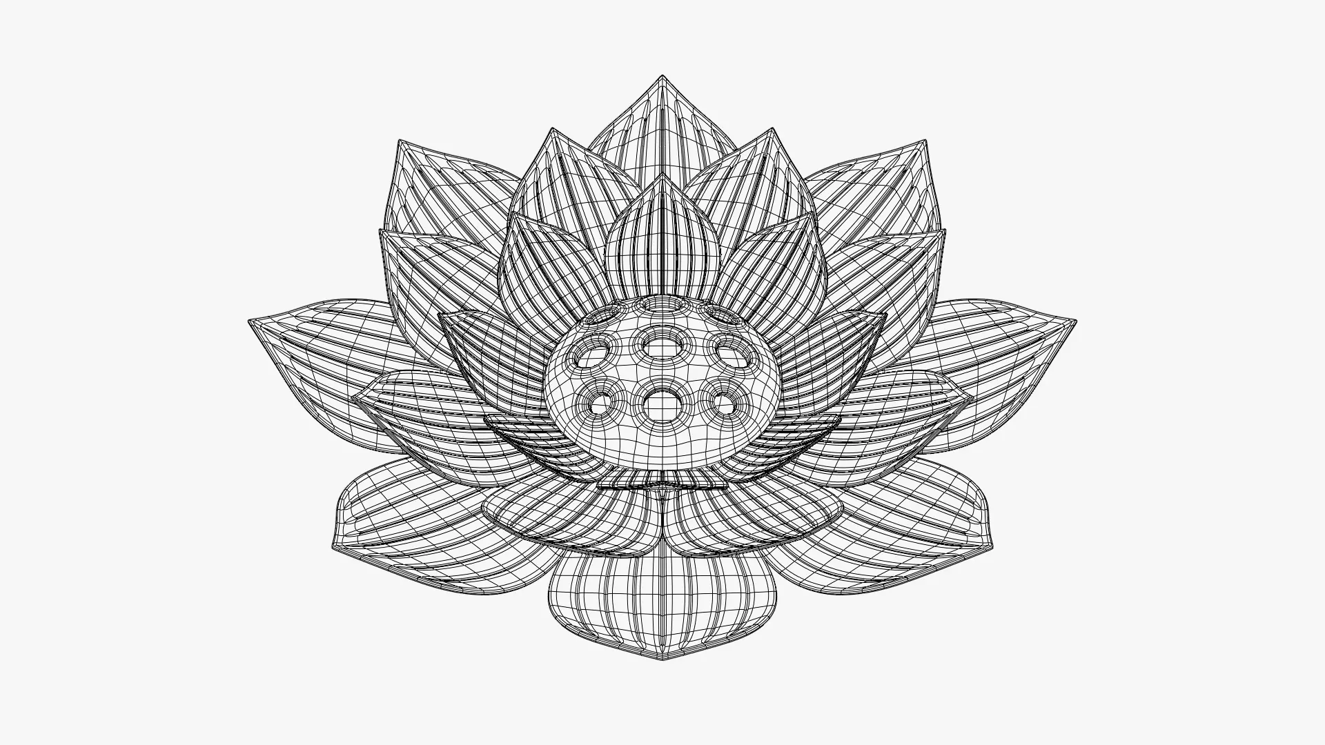 Lotus Incense Burner 3D model_4