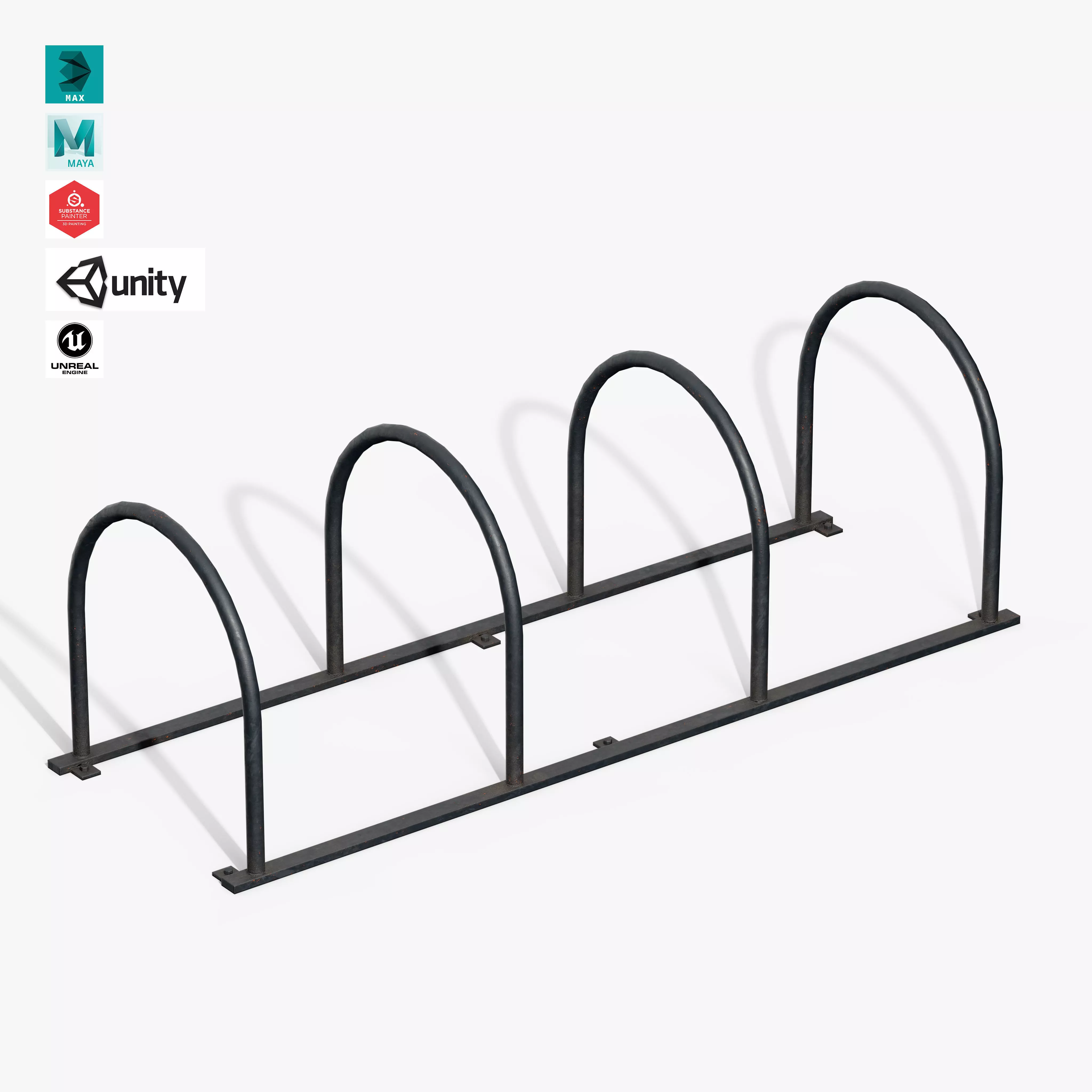 Bicycle Stand Type B Low-poly 3D model_0