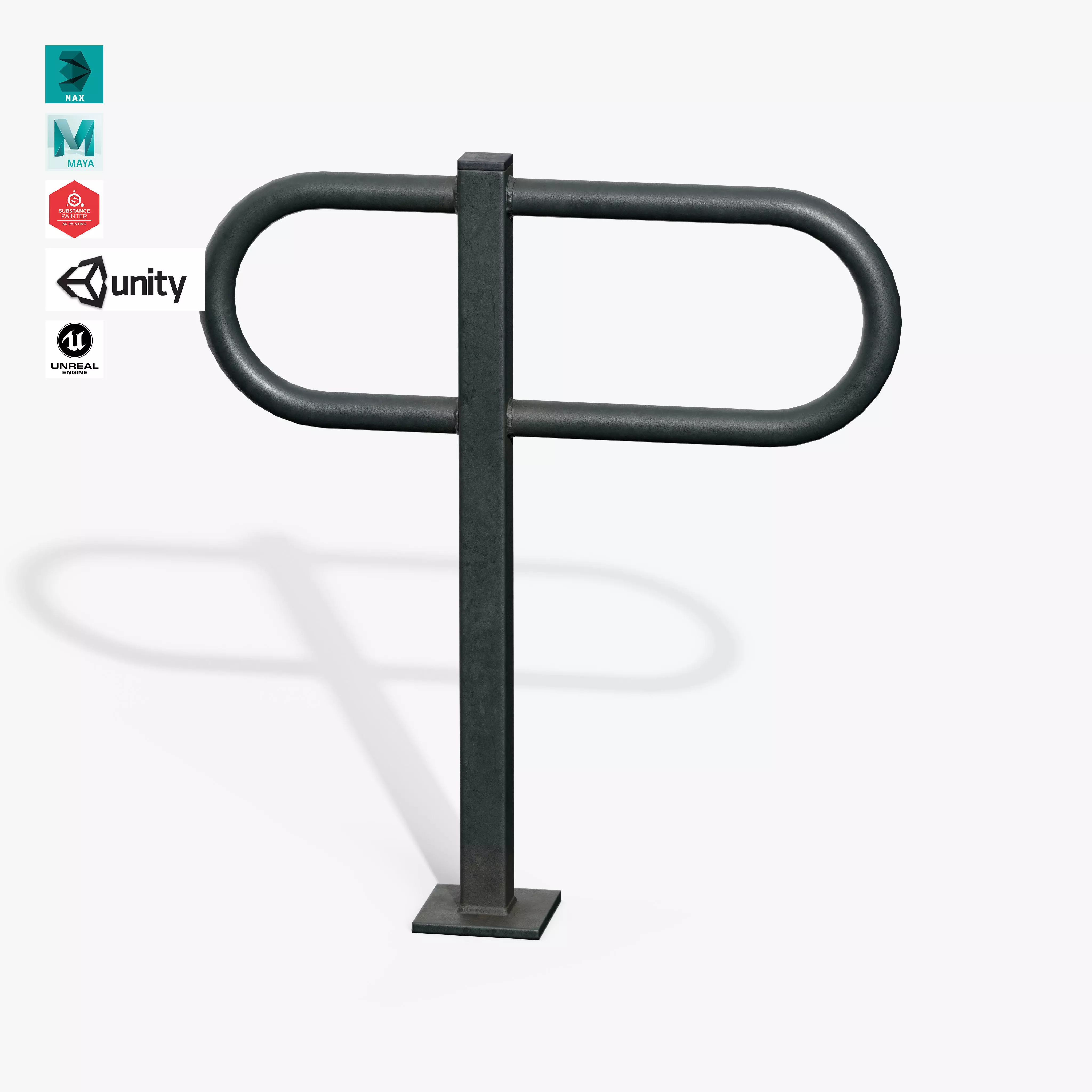 Bicycle Stand Type C Low-poly 3D model_0
