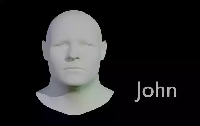 Male Head Base Mesh - Reflistic Human Sculpt - John