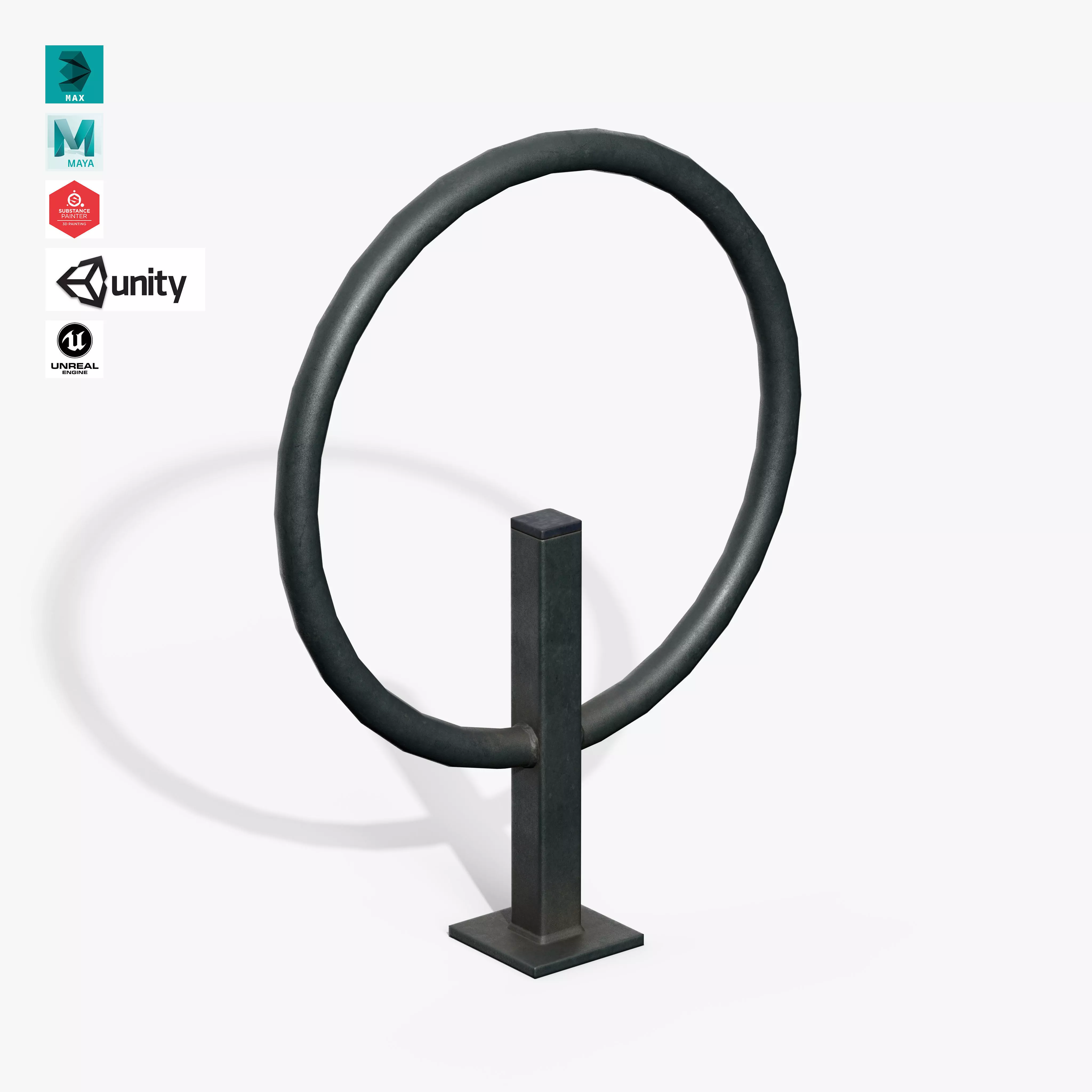 Bicycle Stand Type D Low-poly 3D model_0