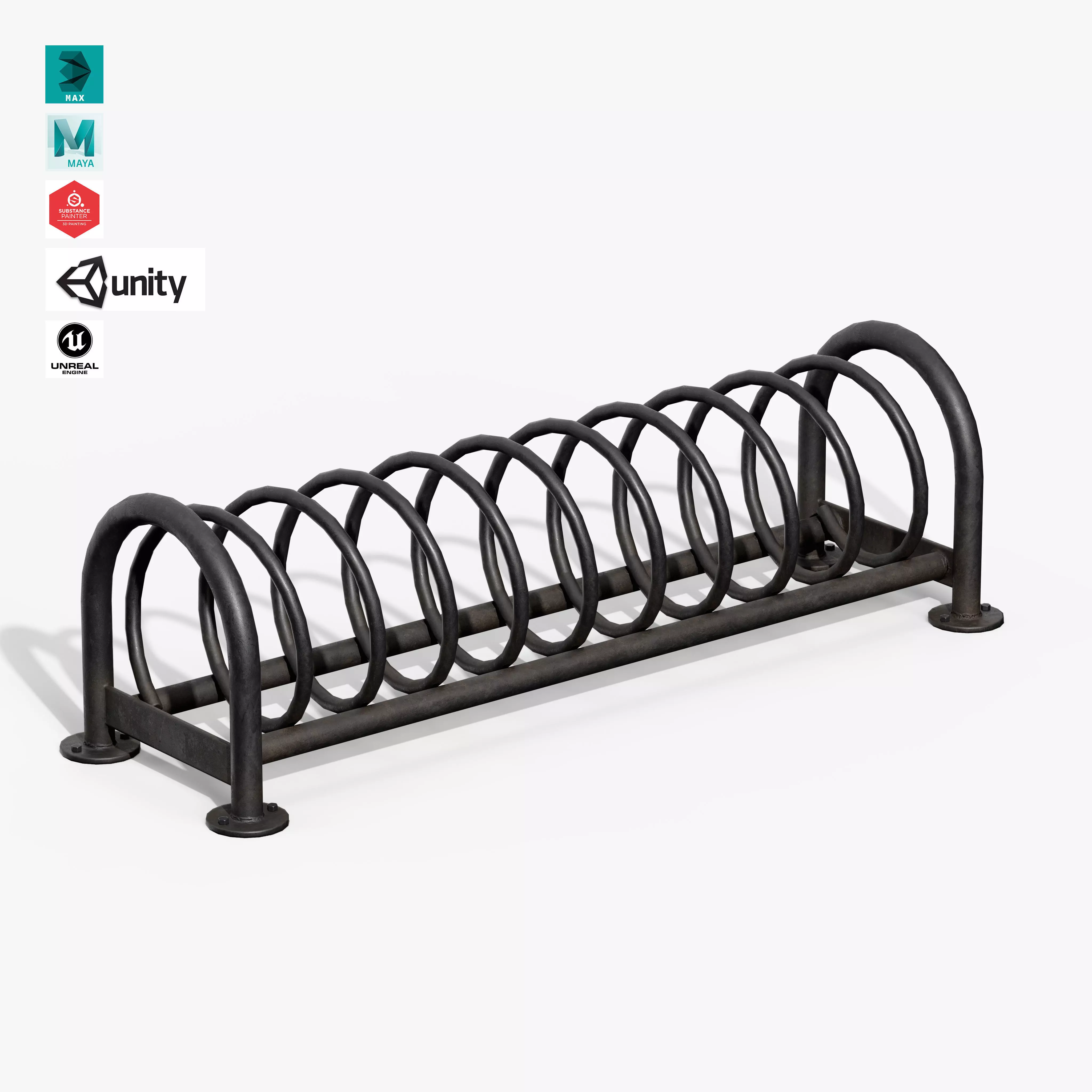 Bicycle Stand Type E Low-poly 3D model_0