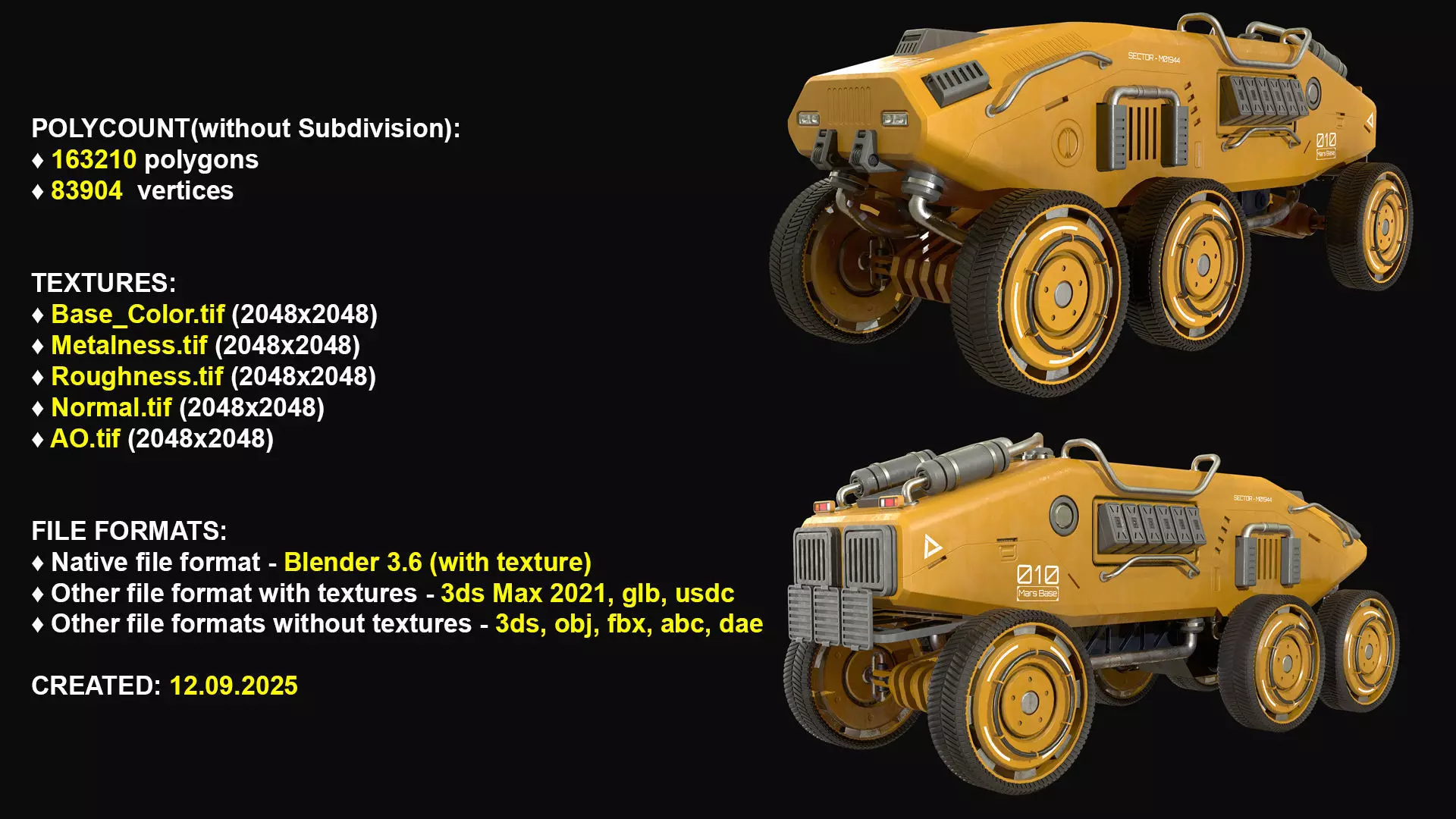 Mars Rover-1-Yellow 3D model_3