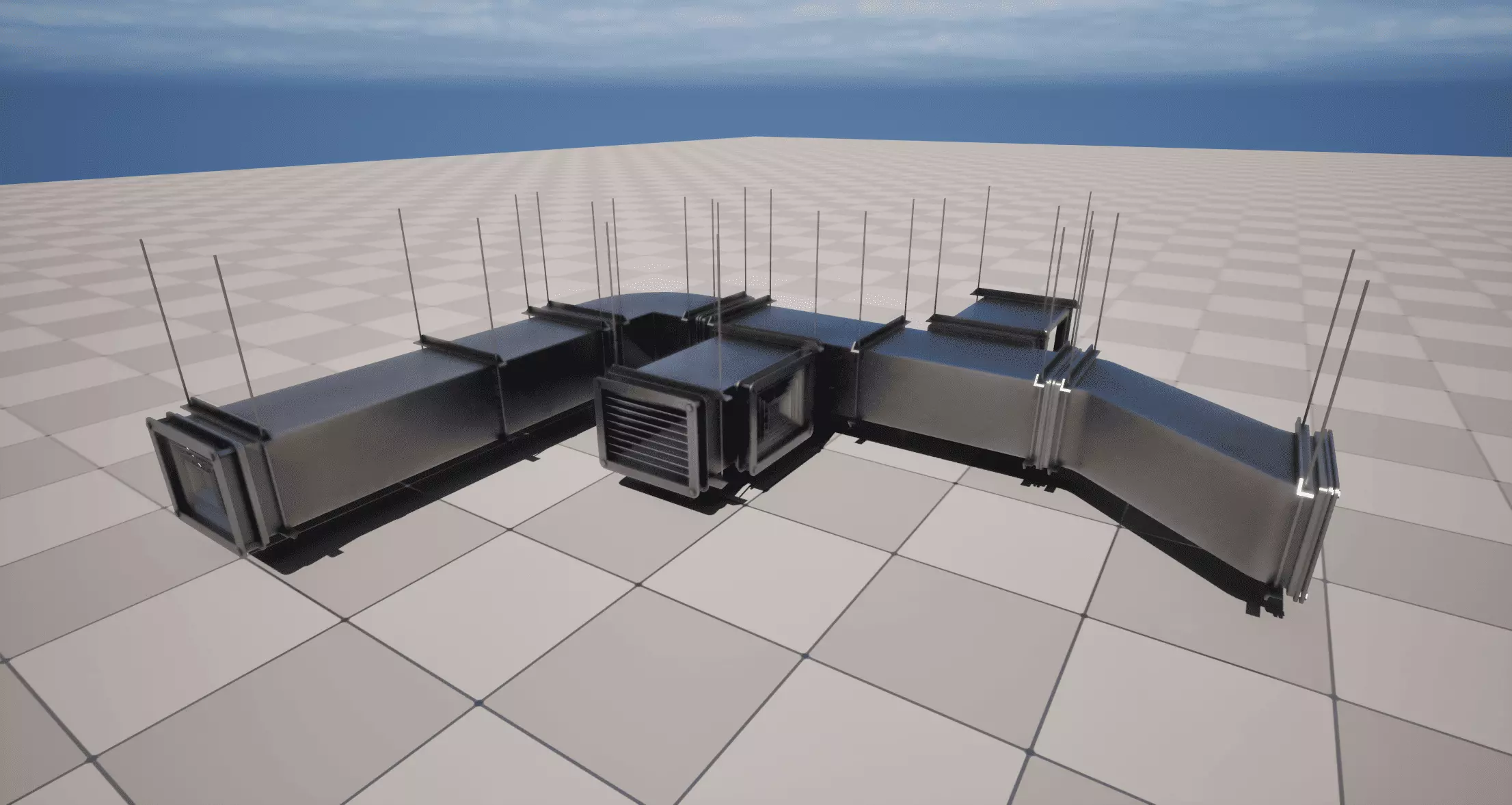 Modular Air Duct Set Low-poly 3D model