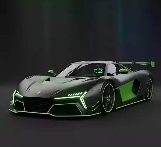 Hyper Aggressive Racing Supercar Low-poly 3D model 4