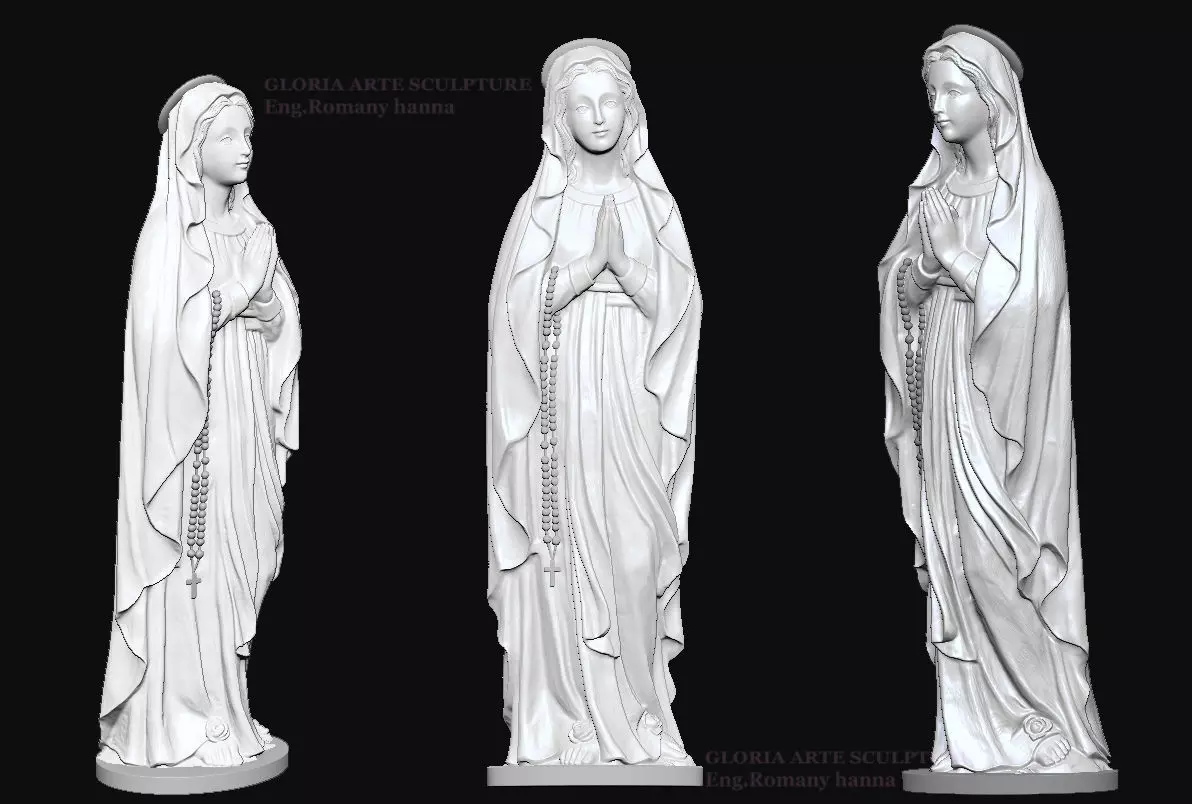 Statue Blessed Virgin Mary prayer 3D print model_16