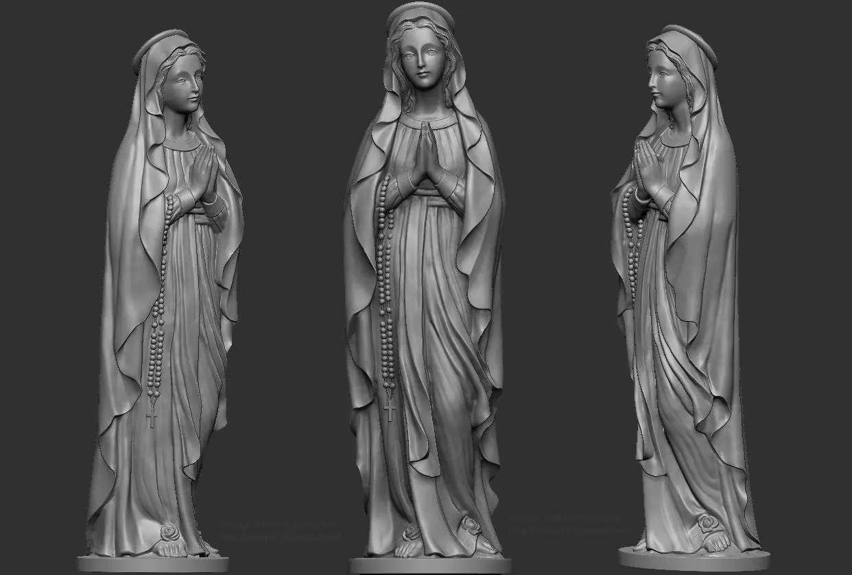Statue Blessed Virgin Mary prayer 3D print model_0